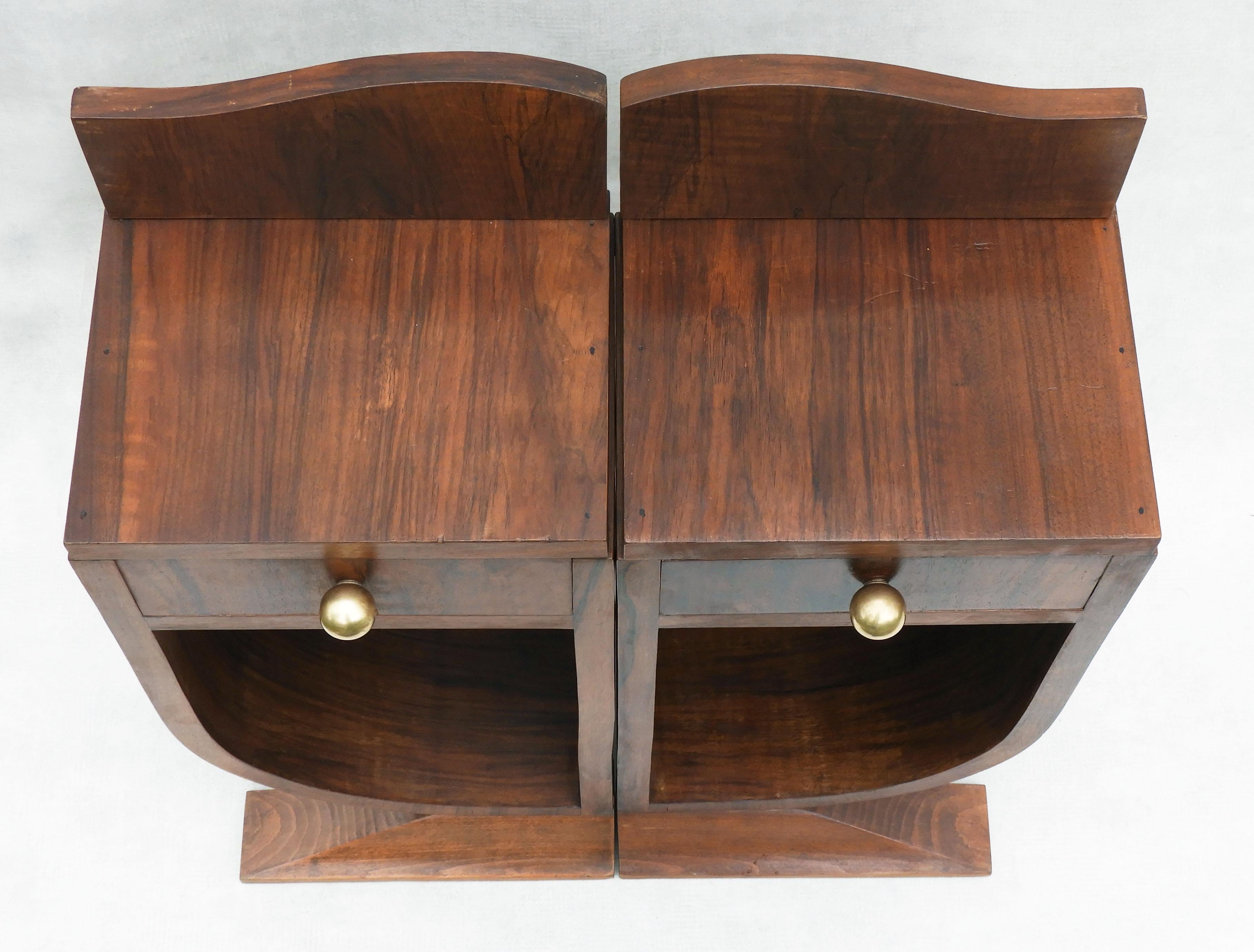 Mid-20th Century Pair of Art Deco Nightstands, Side Cabinets or Sofa End Tables, C1930s France For Sale