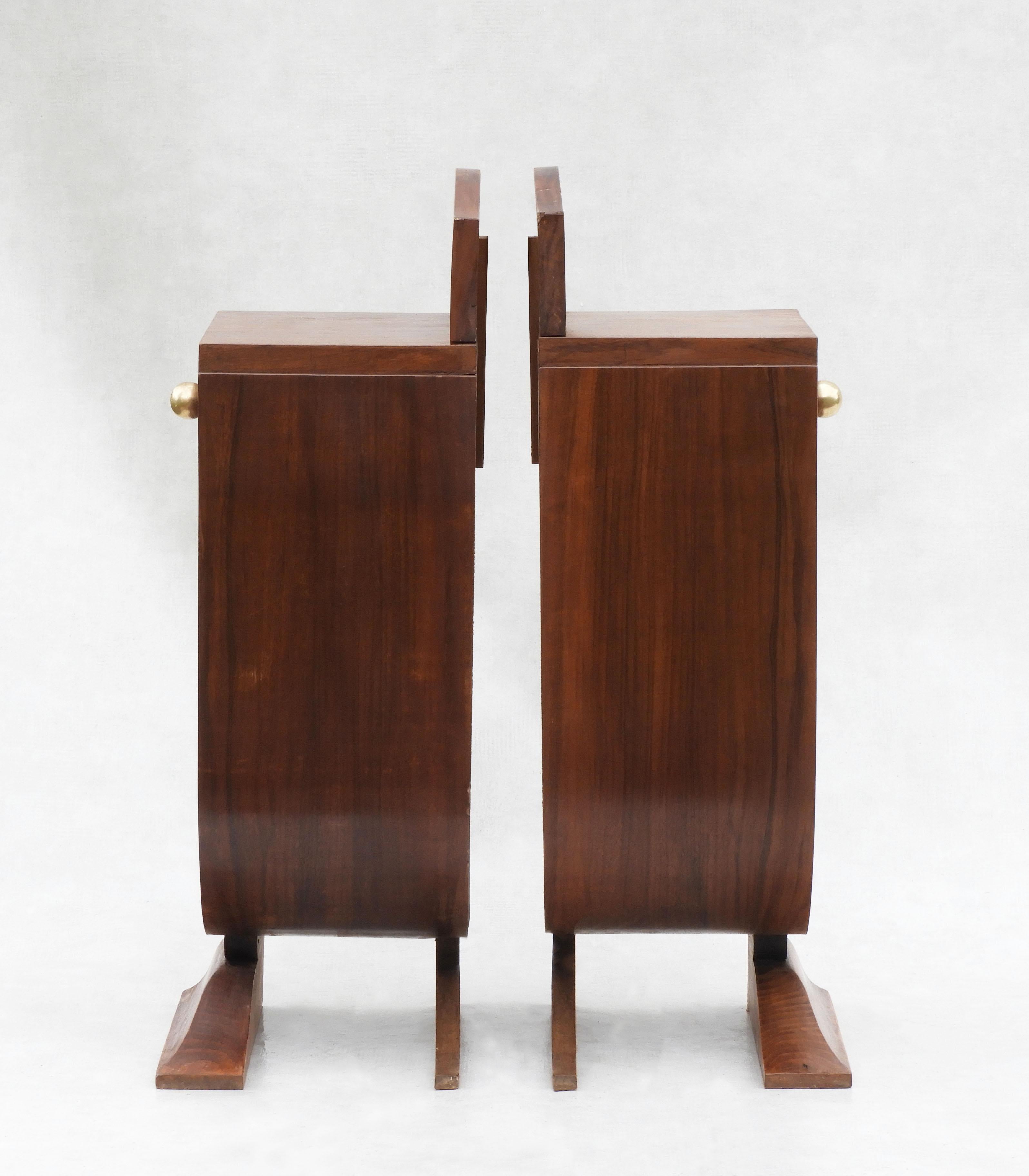 Brass Pair of Art Deco Nightstands, Side Cabinets or Sofa End Tables, C1930s France For Sale