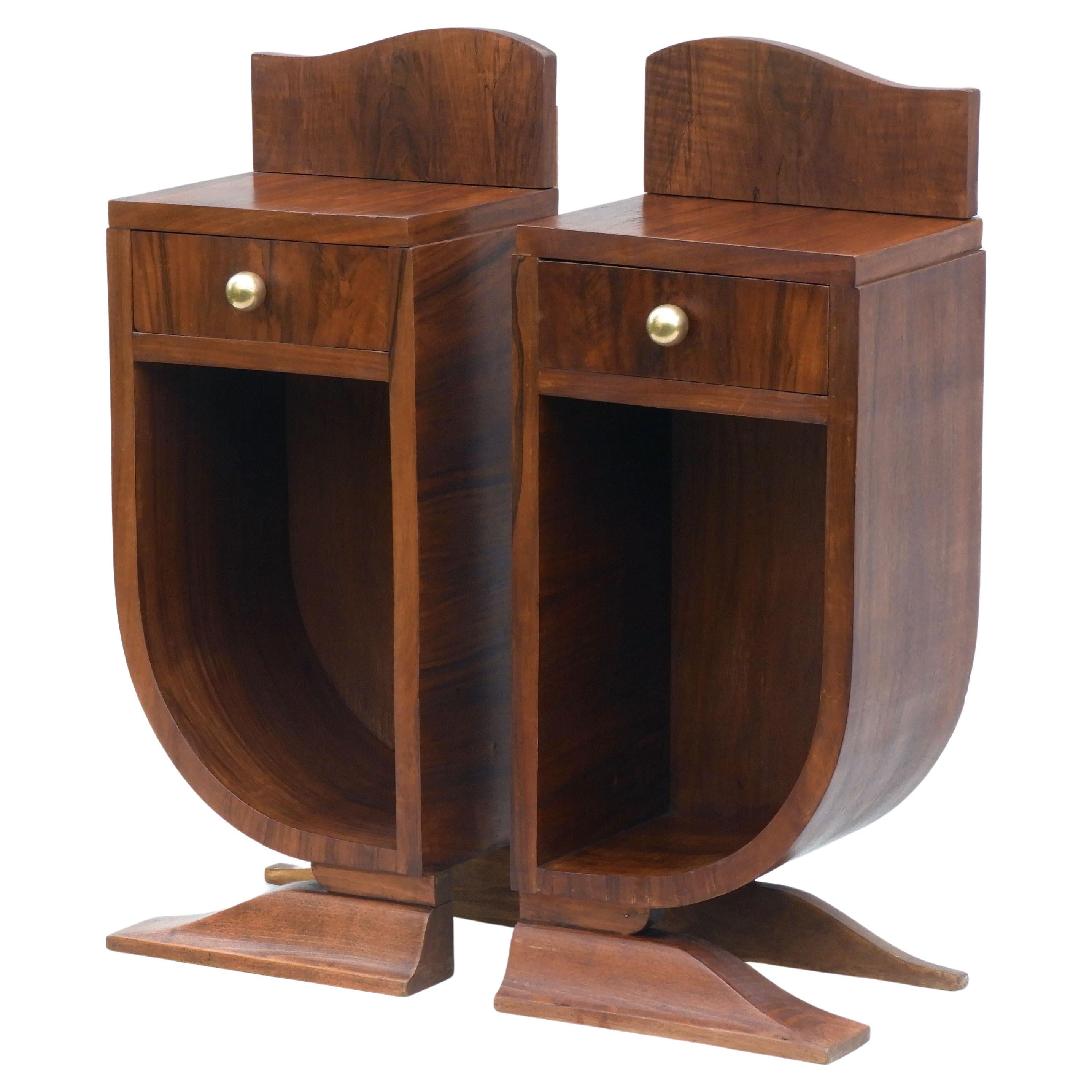 Pair of Art Deco Nightstands, Side Cabinets or Sofa End Tables, C1930s France For Sale