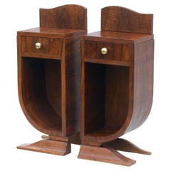 Vintage Pair of Art Deco Nightstands, Side Cabinets or Sofa End Tables, C1930s France