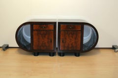 Pair of Art Deco Nightstands, Walnut Veneer, France circa 1930