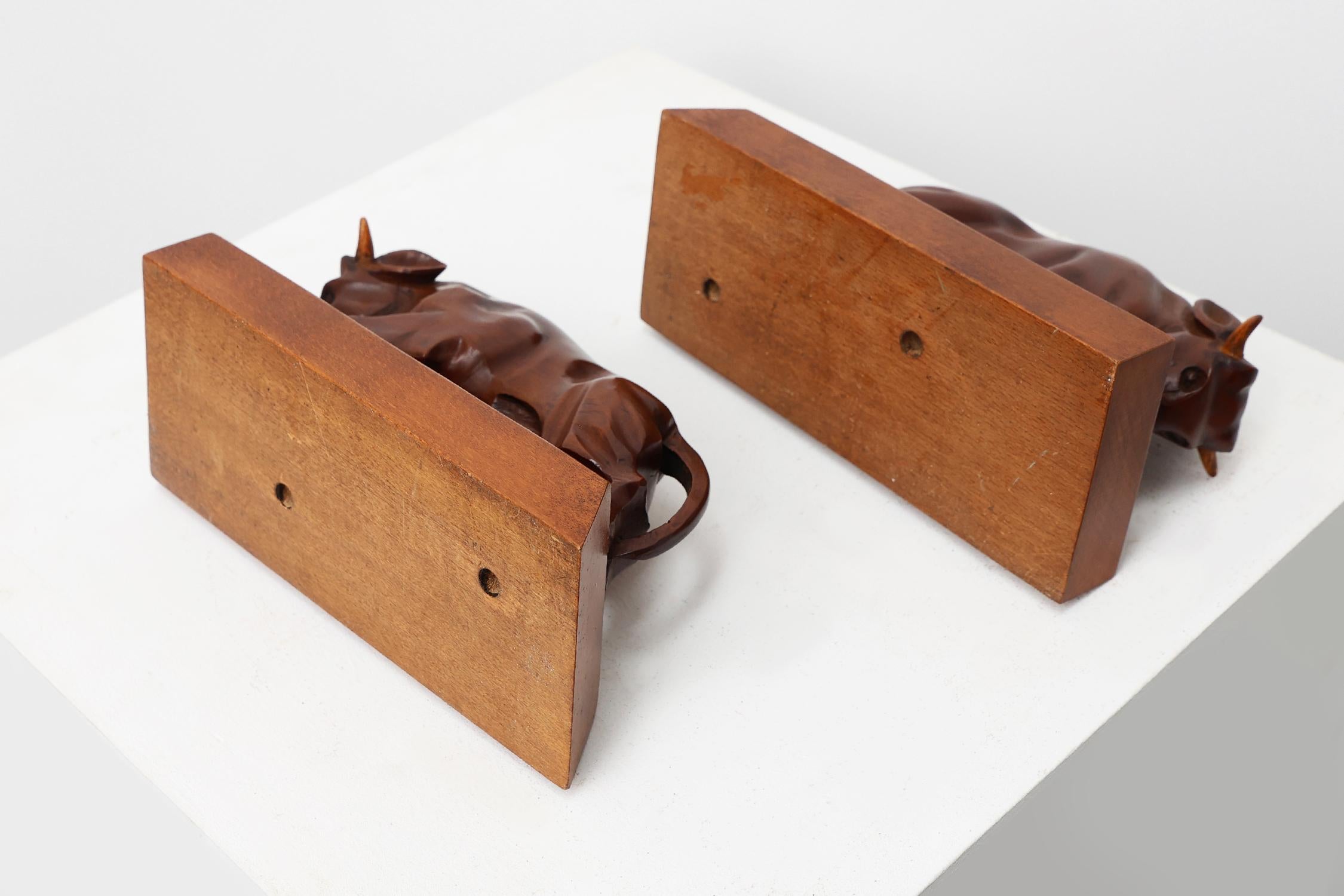 Coppia di reggilibri in Oak Oak Art Deco, Francia, anni '30 in vendita 4