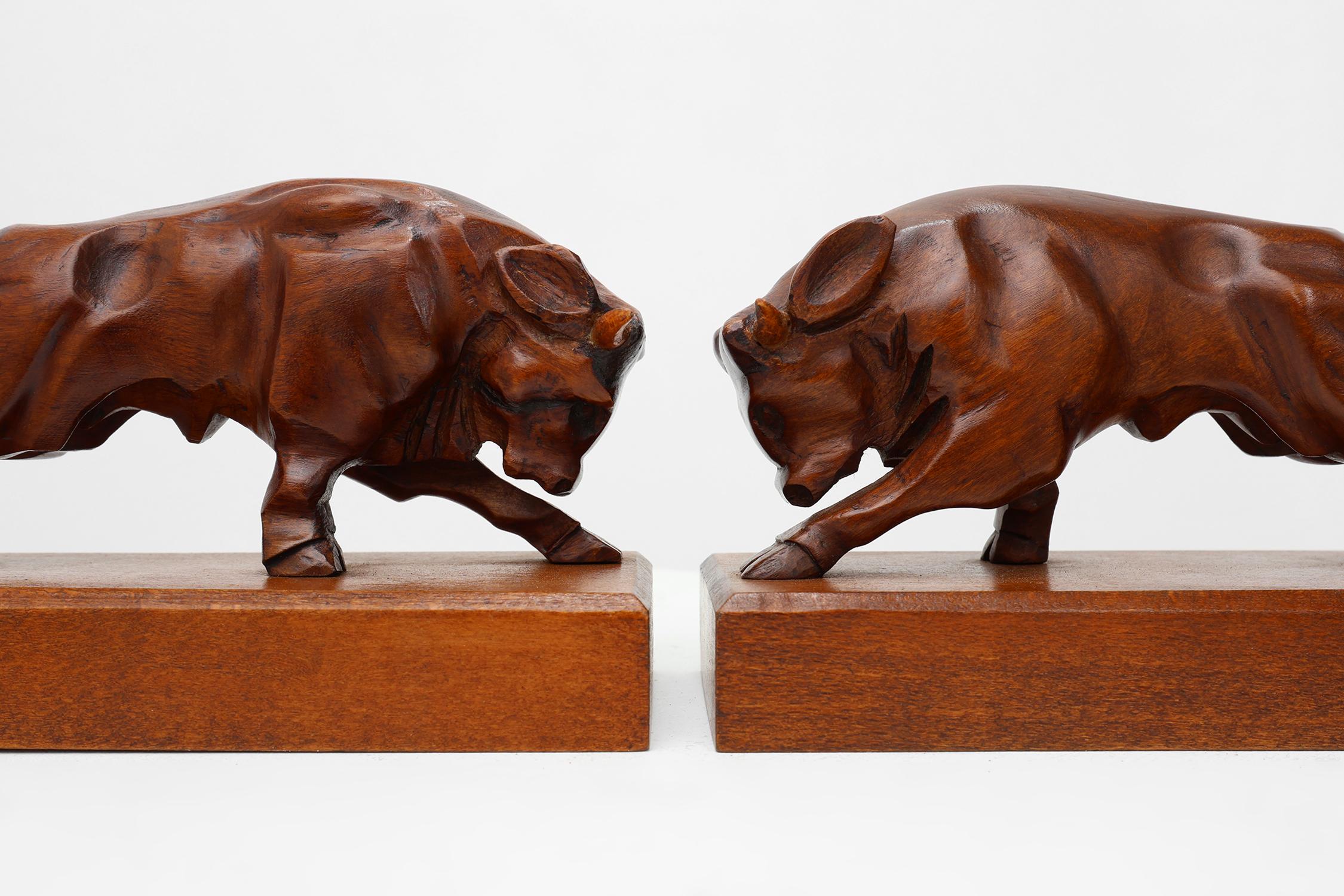 Art Déco Coppia di reggilibri in Oak Oak Art Deco, Francia, anni '30 in vendita