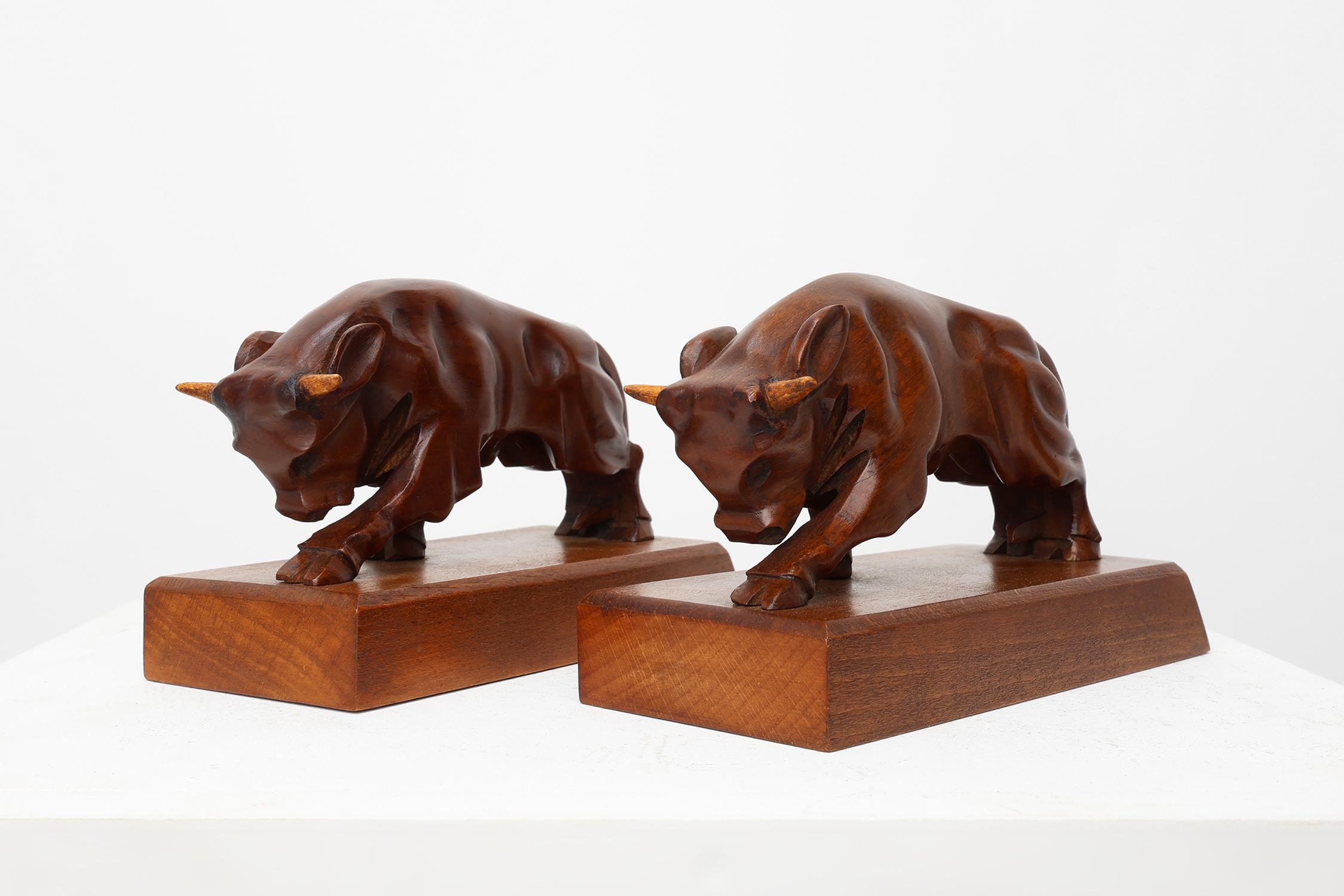 Coppia di reggilibri in Oak Oak Art Deco, Francia, anni '30 In condizioni buone in vendita a Meulebeke, BE