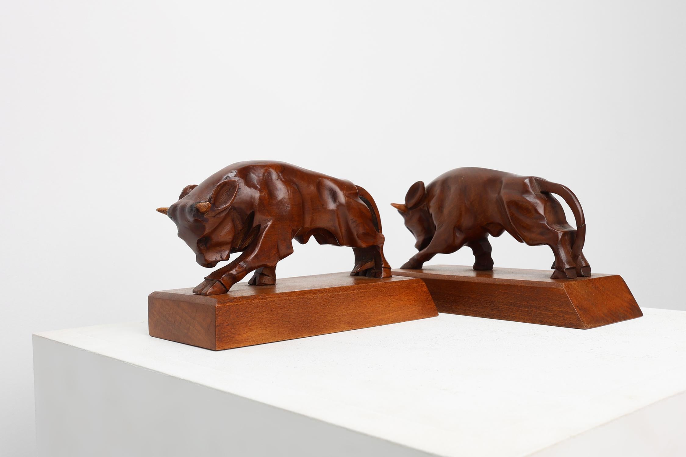 Coppia di reggilibri in Oak Oak Art Deco, Francia, anni '30 in vendita 1