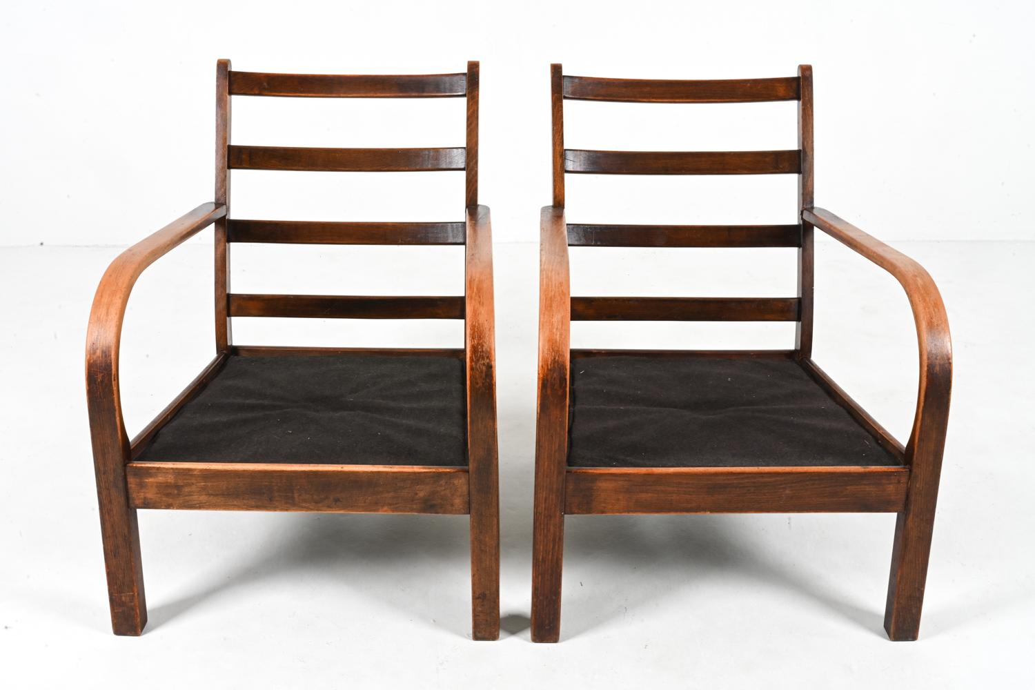 Pair of Art Deco Oak Lounge Chairs Attributed to Frits Schlegel for Fritz Hansen For Sale 9