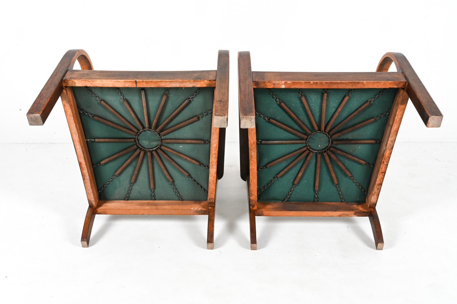 Pair of Art Deco Oak Lounge Chairs Attributed to Frits Schlegel for Fritz Hansen For Sale 10