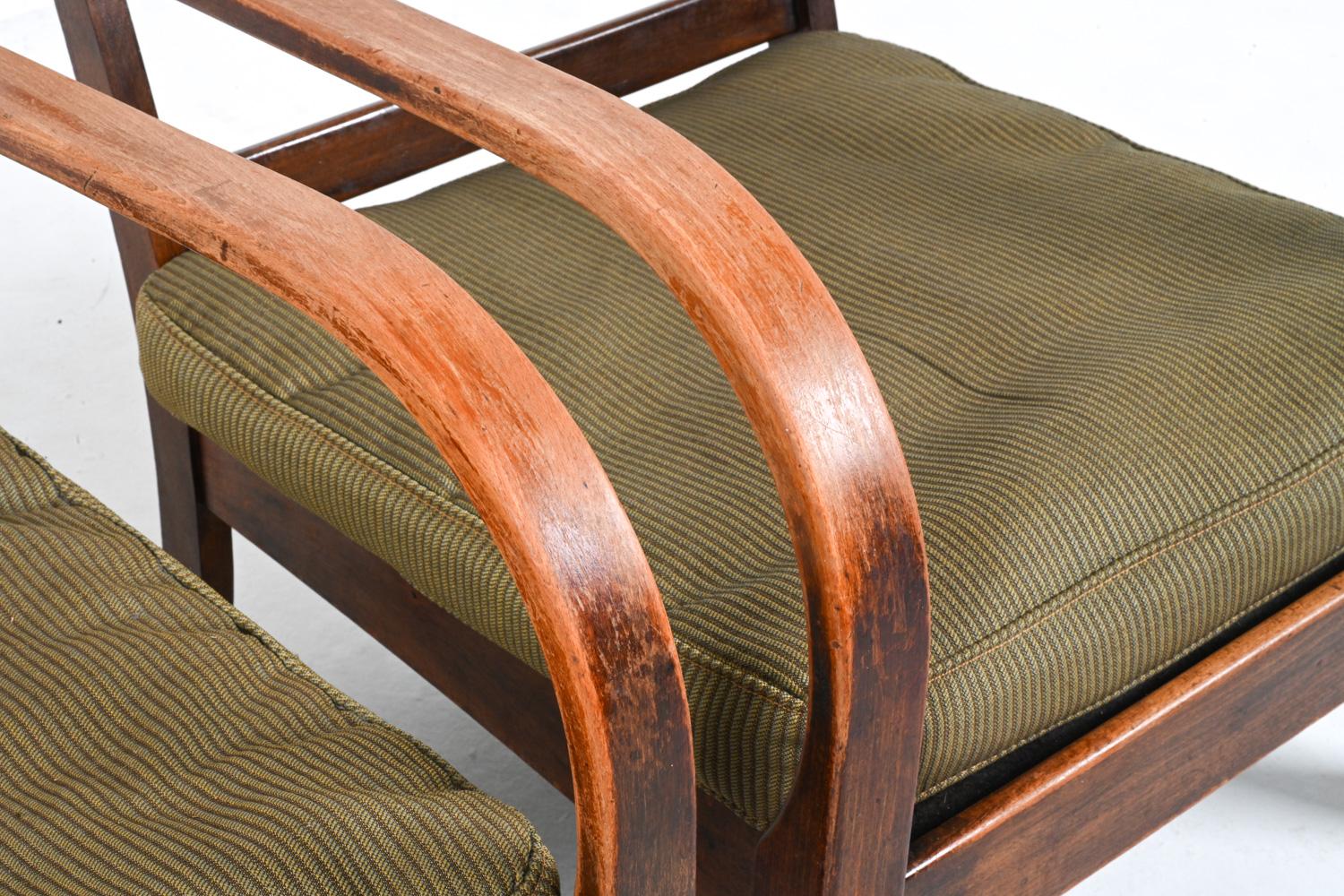 Pair of Art Deco Oak Lounge Chairs Attributed to Frits Schlegel for Fritz Hansen For Sale 1