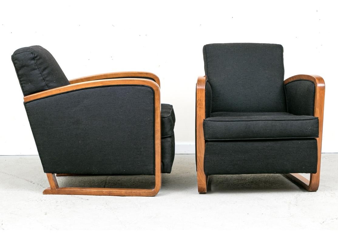 Pareja De Sillones Tapizados Art Decó Ocean Liner en venta 5