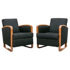 Pair Of Art Deco Ocean Liner Upholstered Armchairs