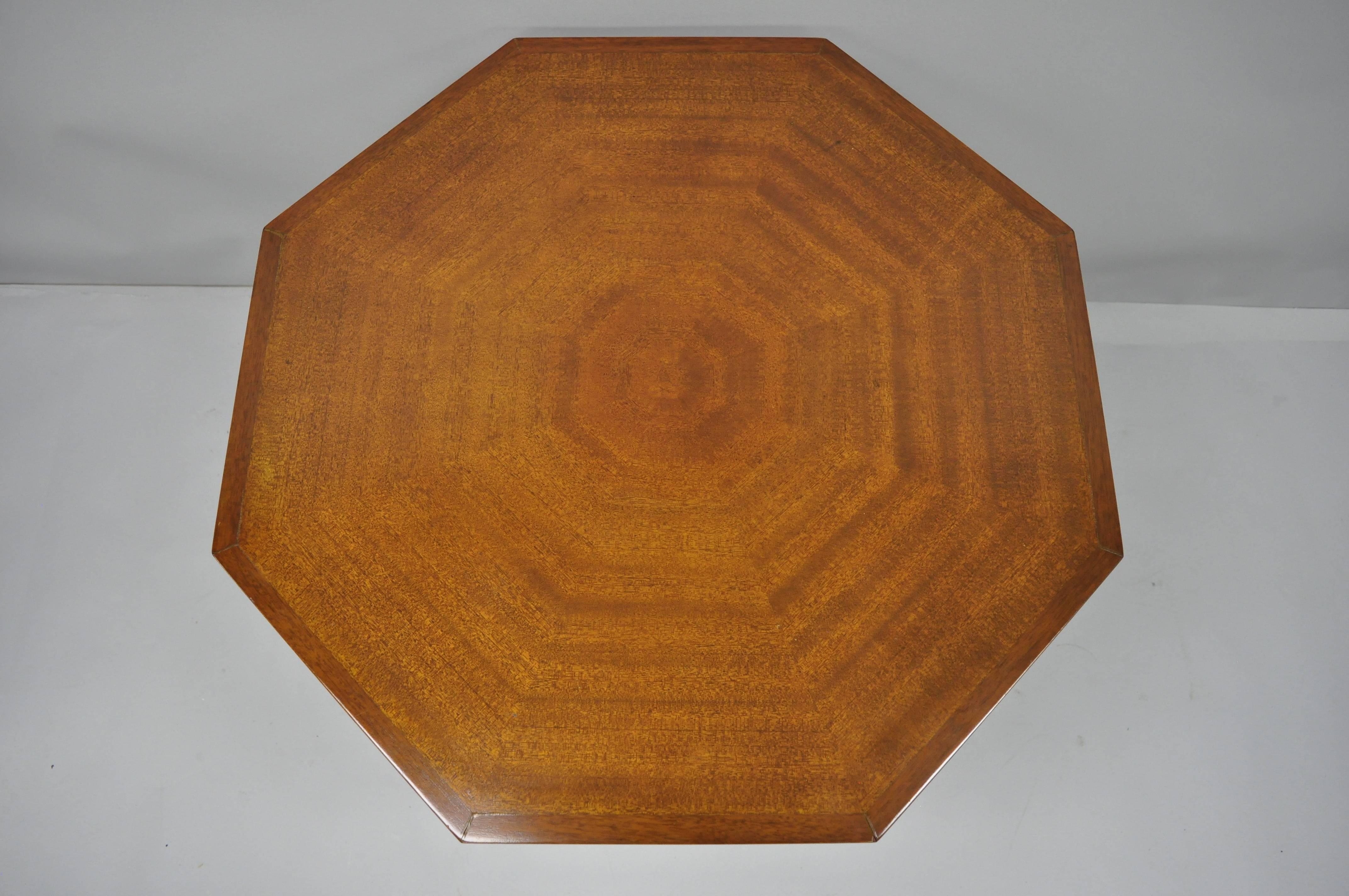 Pair of Art Deco Octagonal Mahogany & Lucite Pedestal Side Tables Grosfeld House For Sale 1