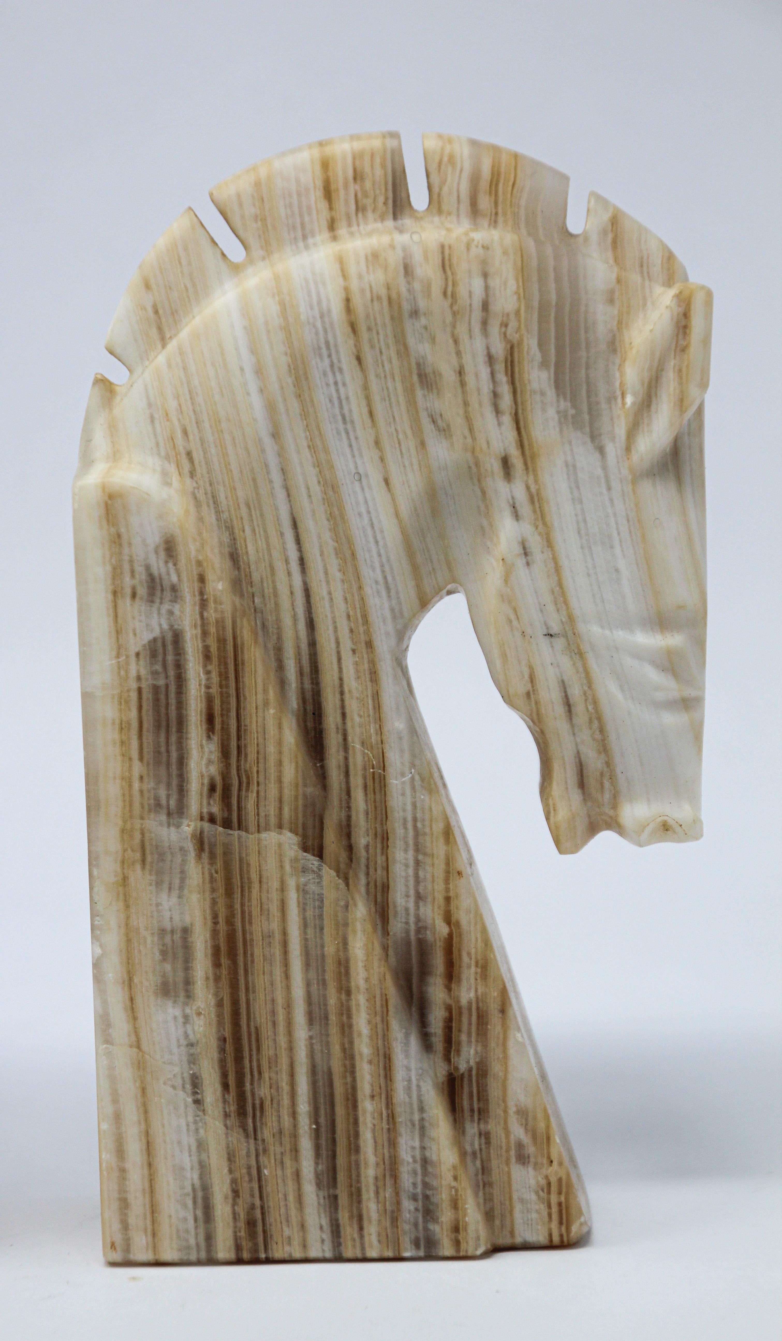 Pair of Art Deco Onyx Horses Heads Bookends 5