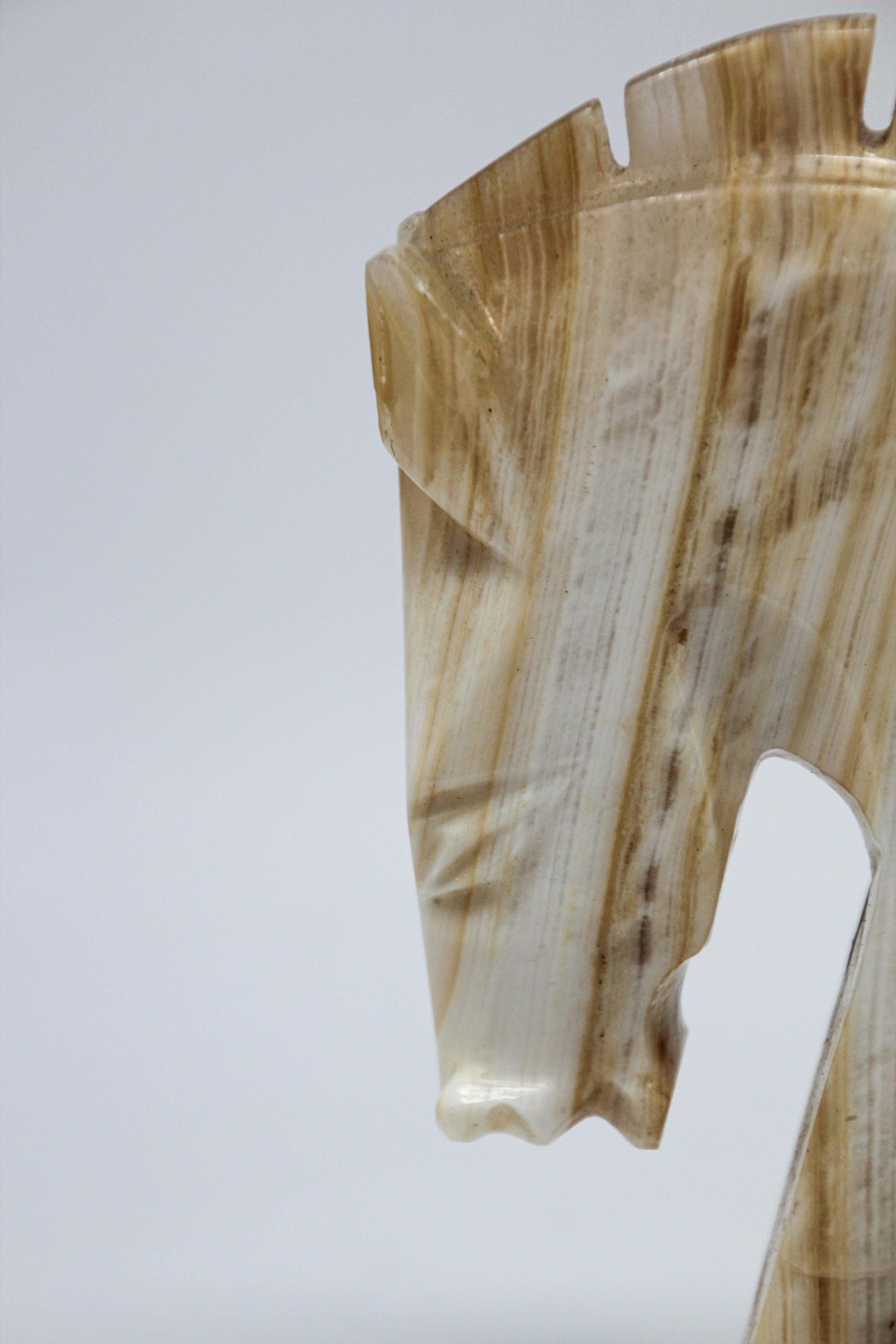 Pair of Art Deco Onyx Horses Heads Bookends 6