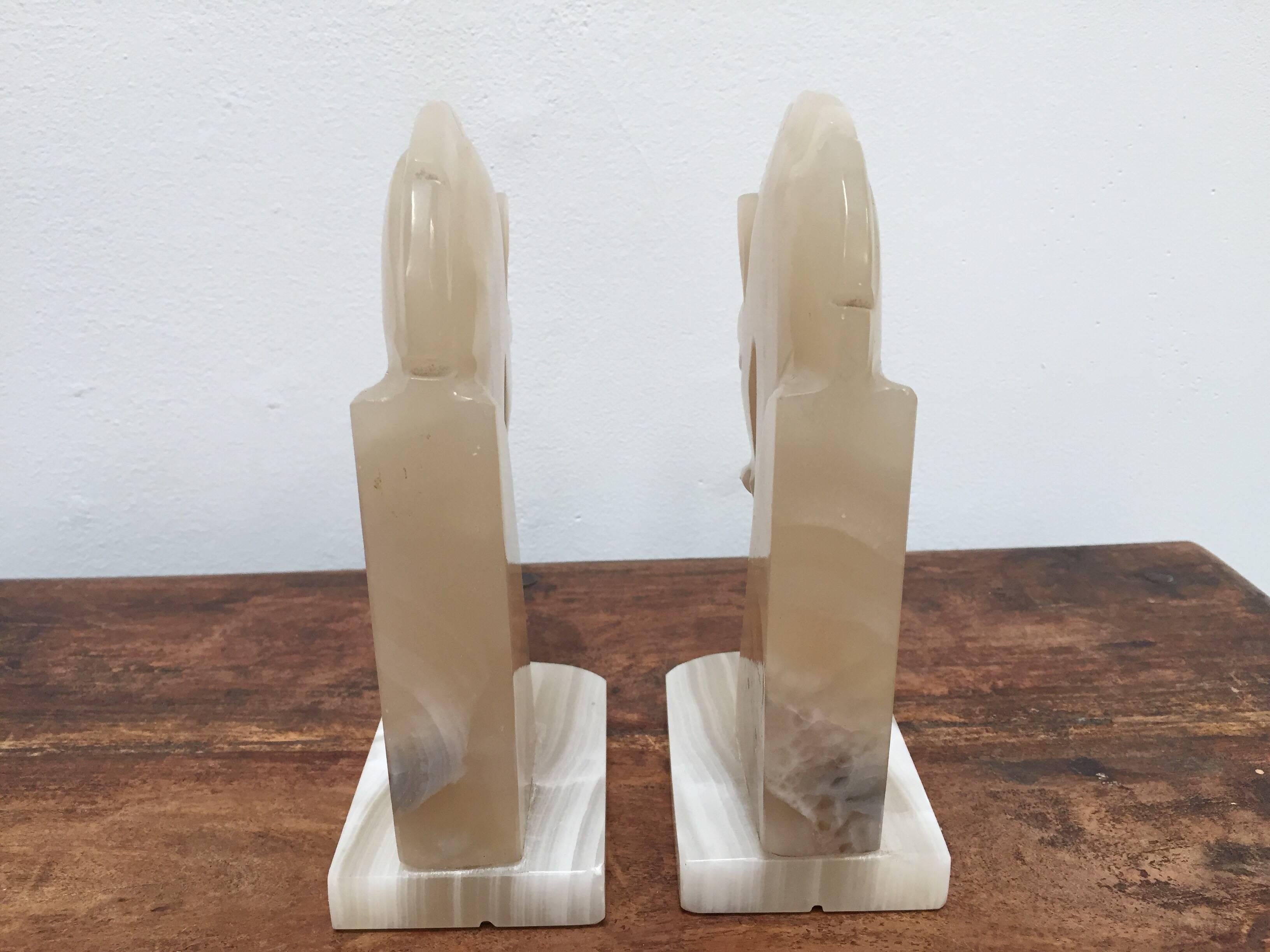 Pair of Art Deco Onyx Horses Heads Bookends Made in Italy 6
