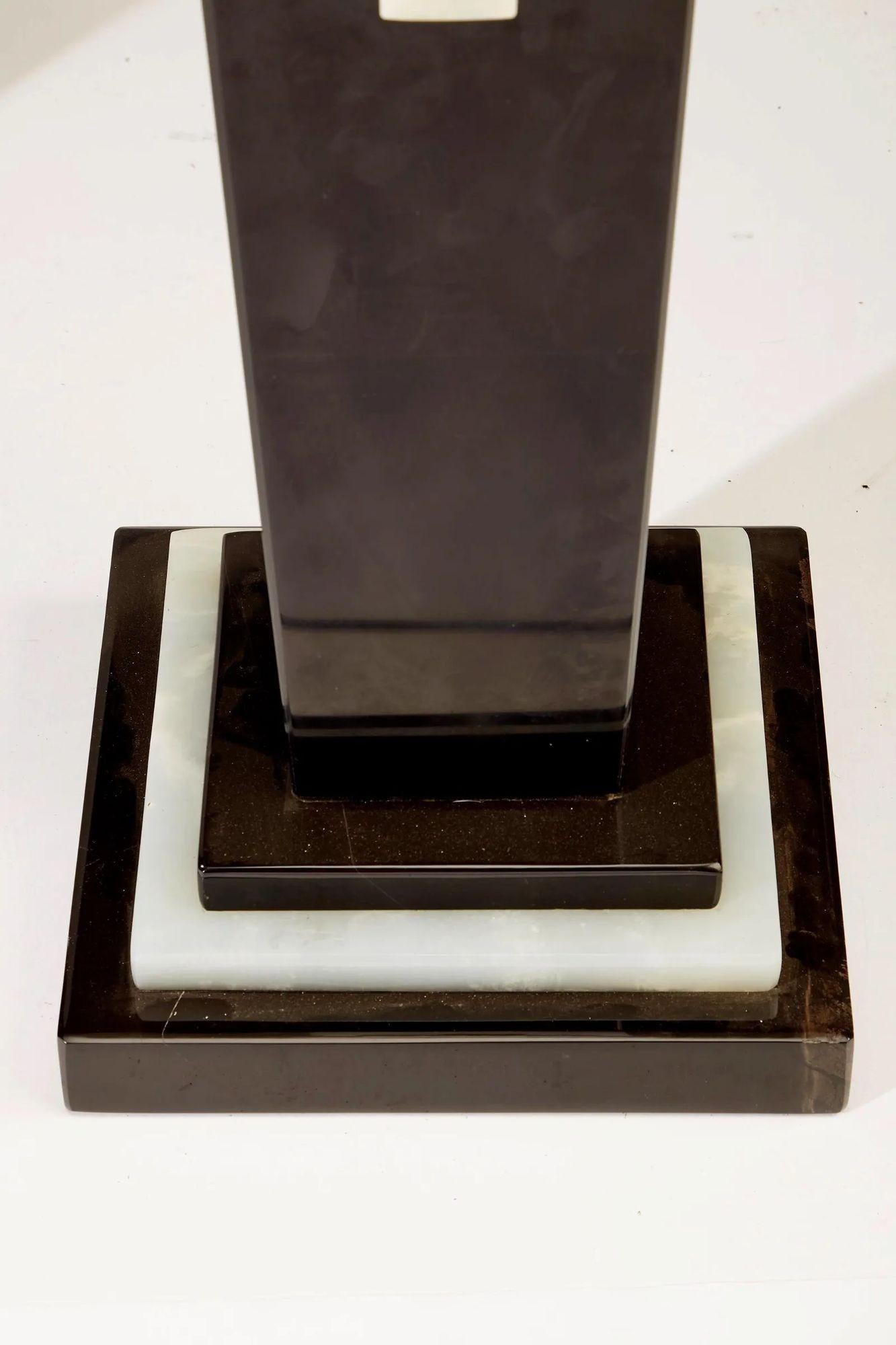 Metal Pair of Art Deco Onyx Pedestals Attributed to Demetre Chiparus For Sale