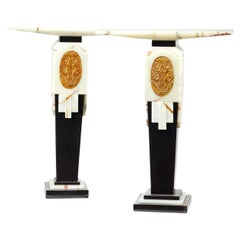 Pair of Art Deco Onyx Pedestals Attributed to Demetre Chiparus