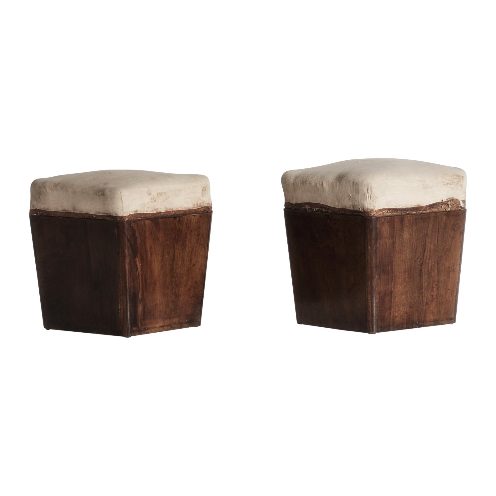 Pair of Art Deco Ottomans, France, 1940s