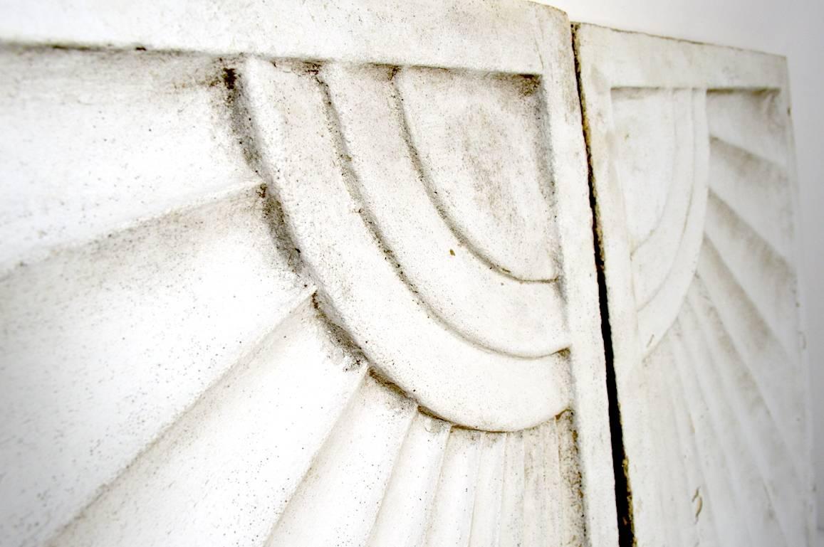 Cement Pair of Art Deco Panels Removed from Art Deco Period Speakeasy Casino