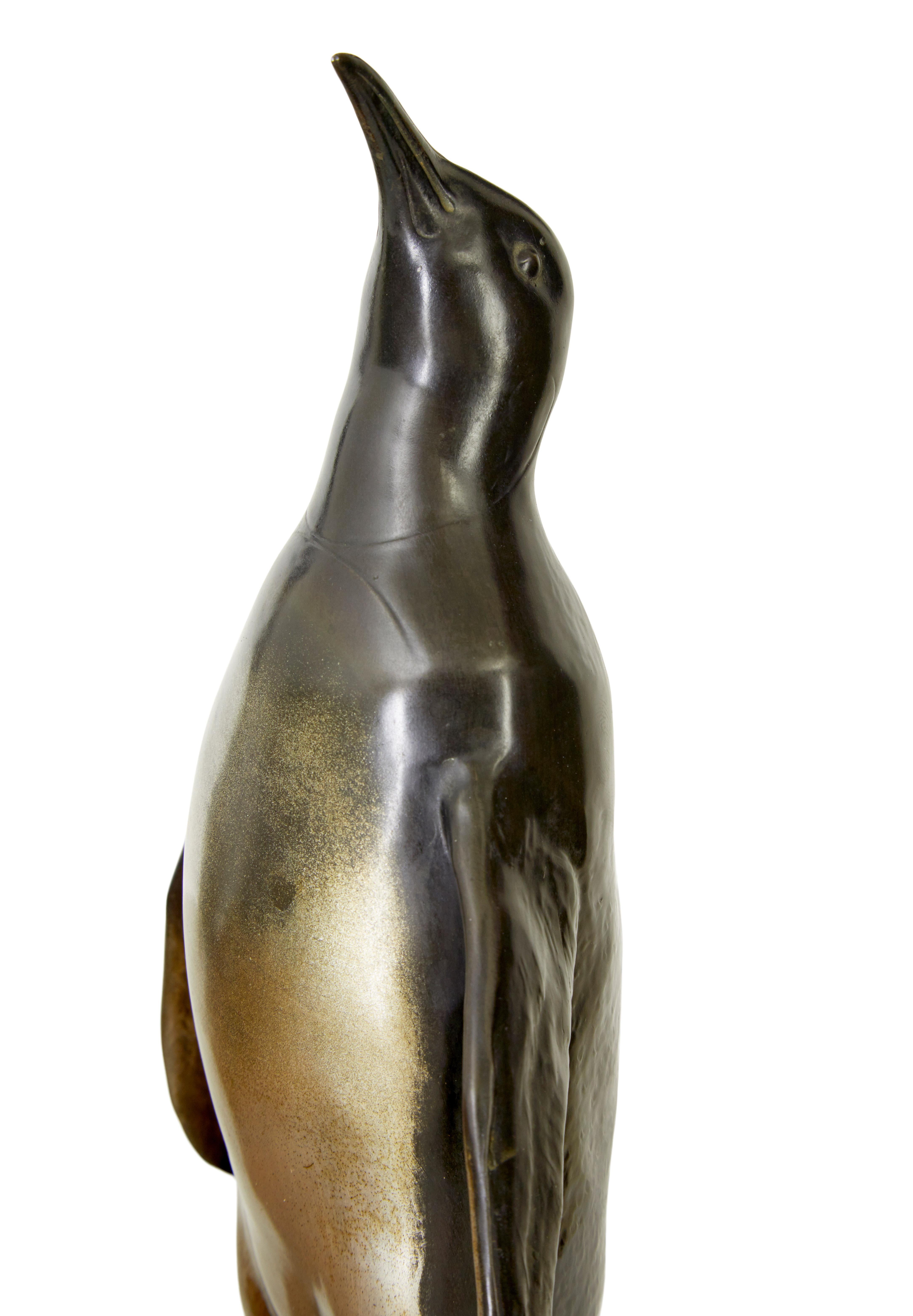 Spelter Pair of Art Deco penguin and alabaster book ends