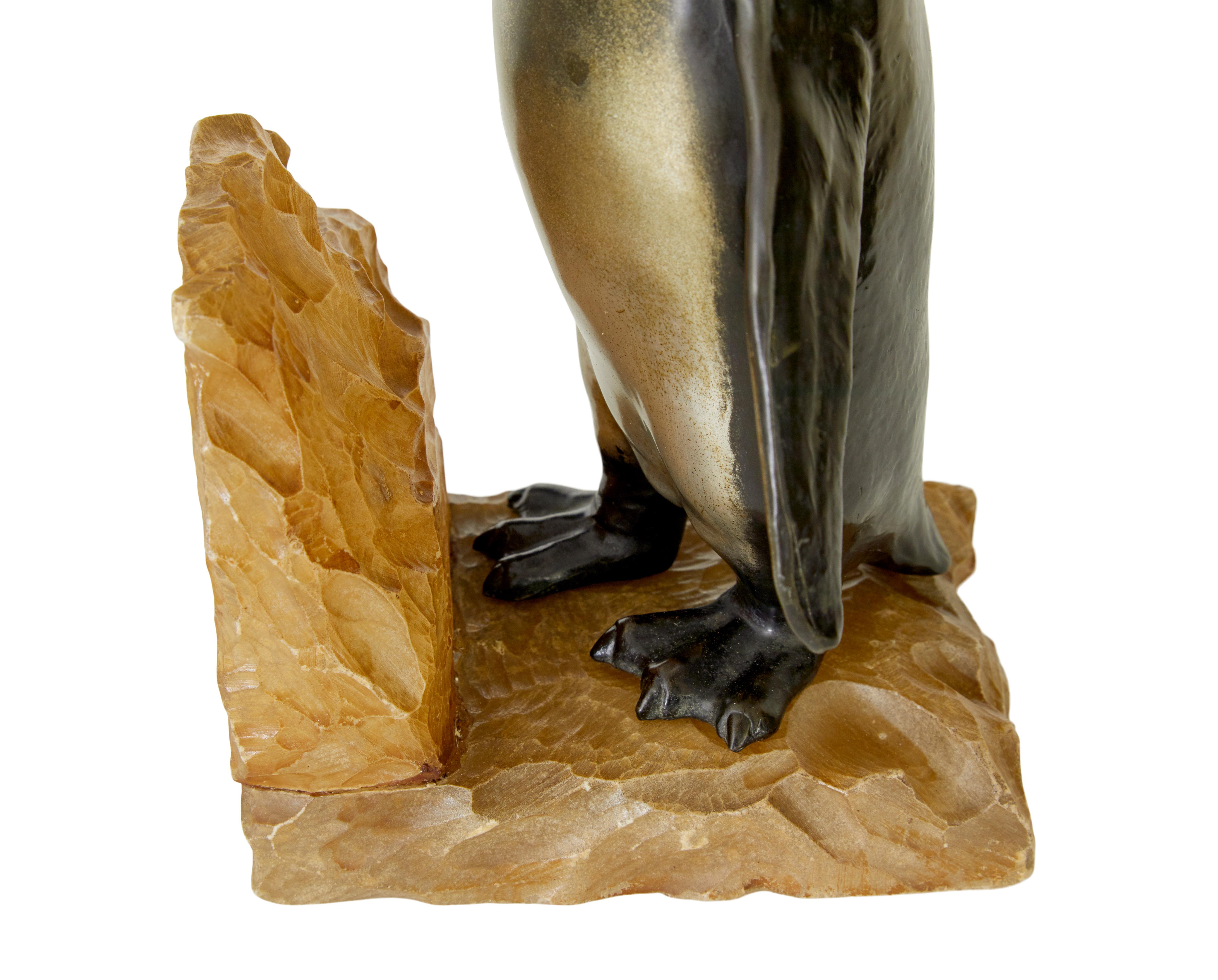 Pair of Art Deco penguin and alabaster book ends 1