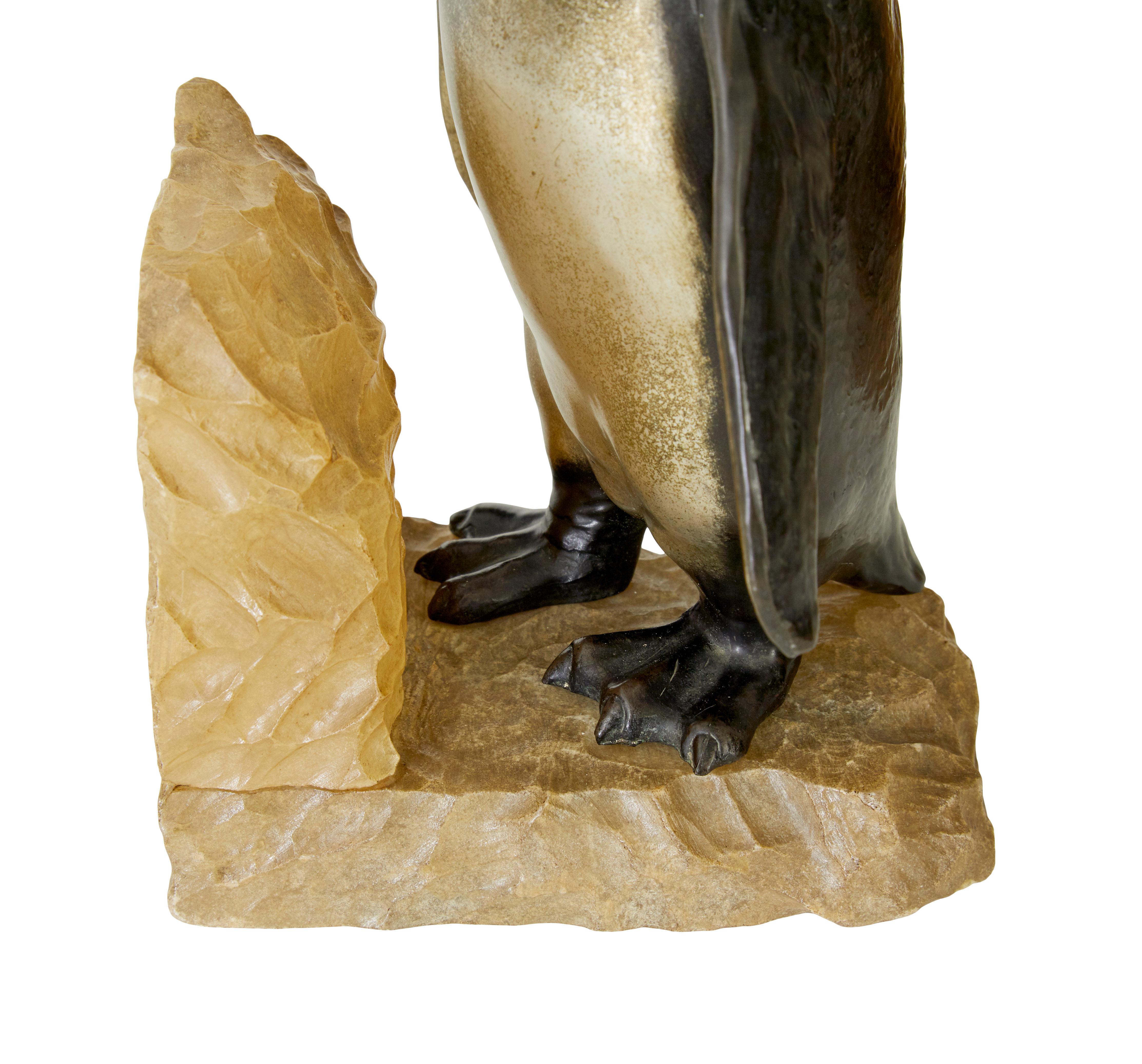 Pair of Art Deco penguin and alabaster book ends 2