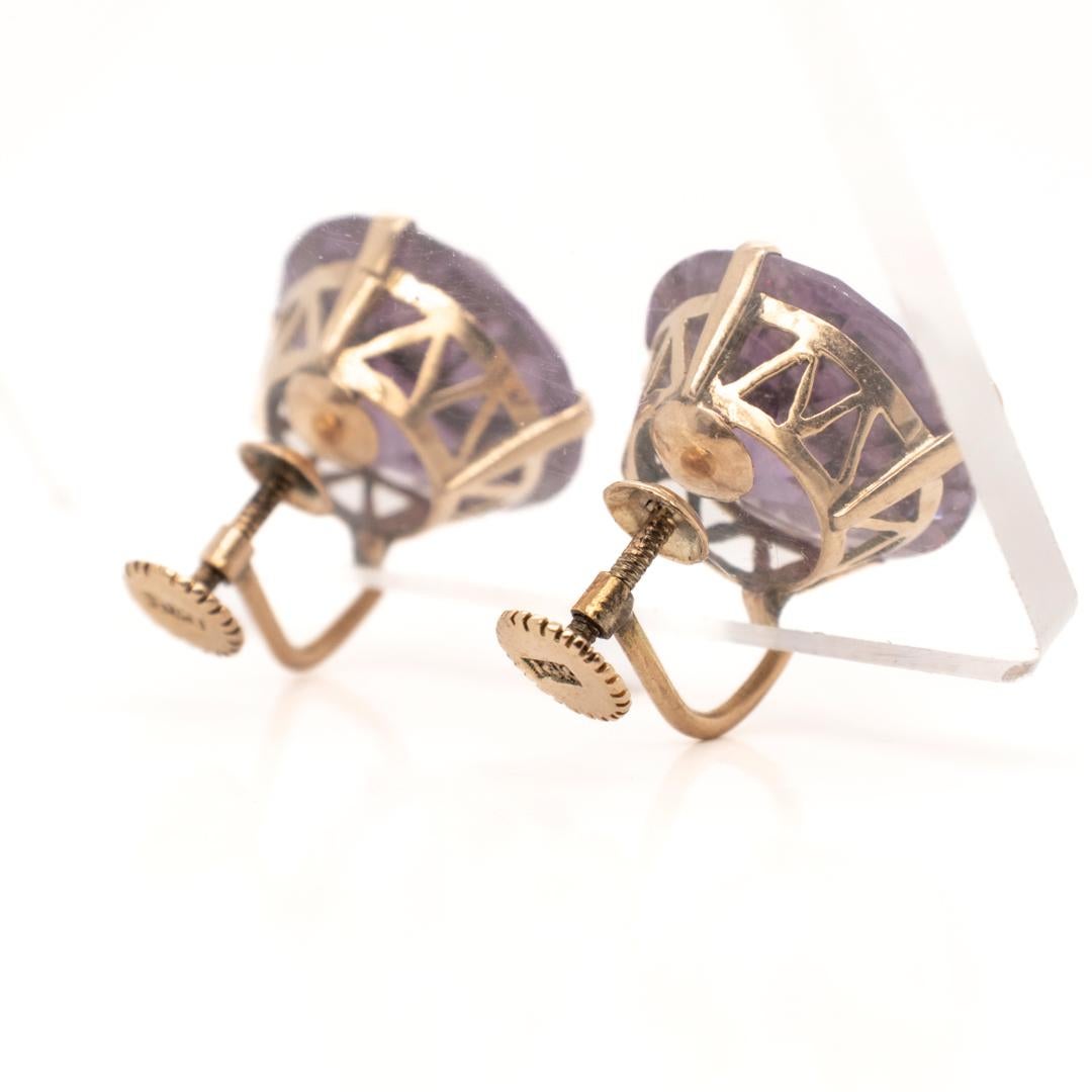 Pair of Art Deco Period 14k Gold & Color Change Sapphire Earrings For Sale 6