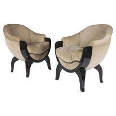 Pair of Art Deco Period Armchairs in the Taste of Gabriel Englinger, Suzanne Gui