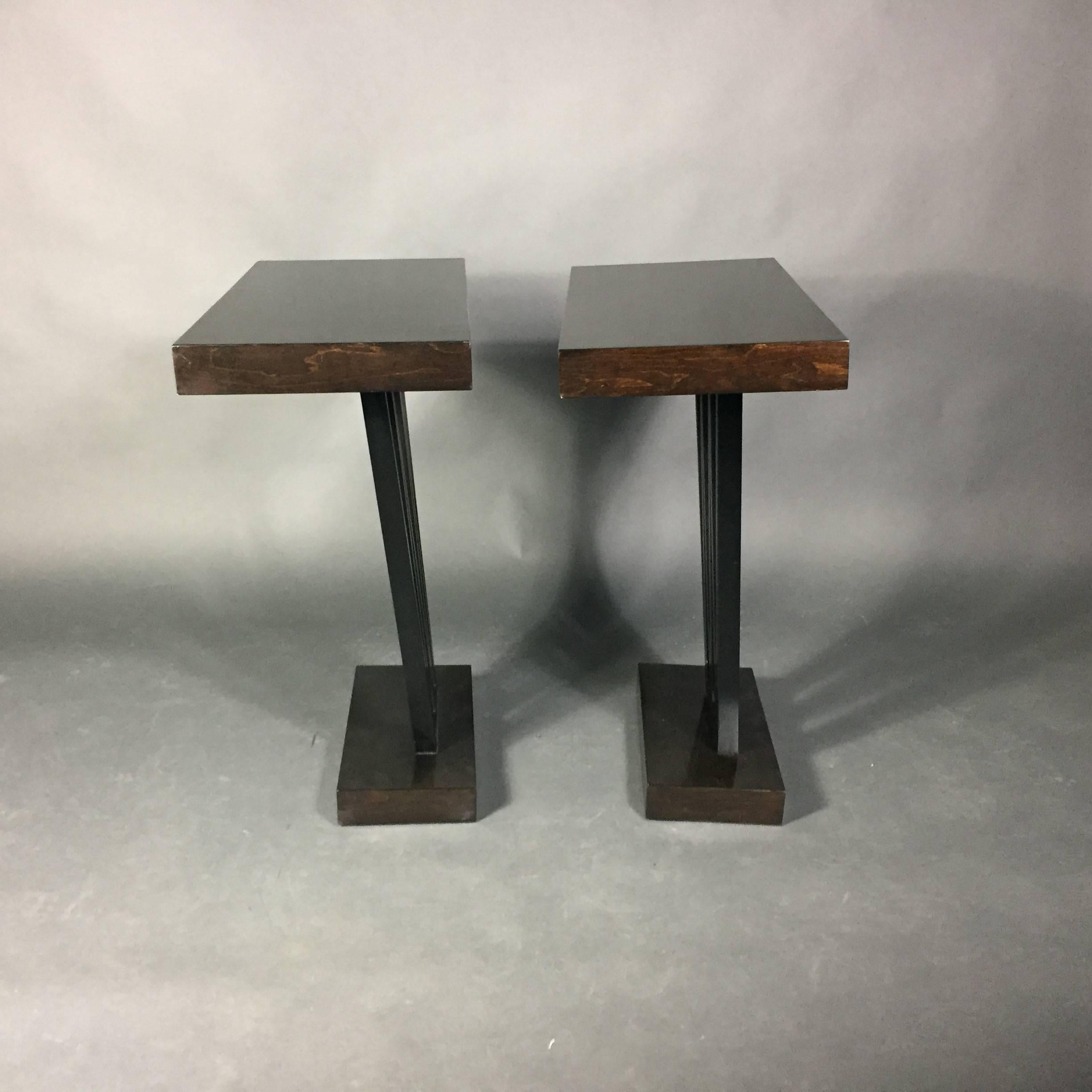 Hardwood Pair of Art Deco Period Console Tables, USA, 1930s For Sale