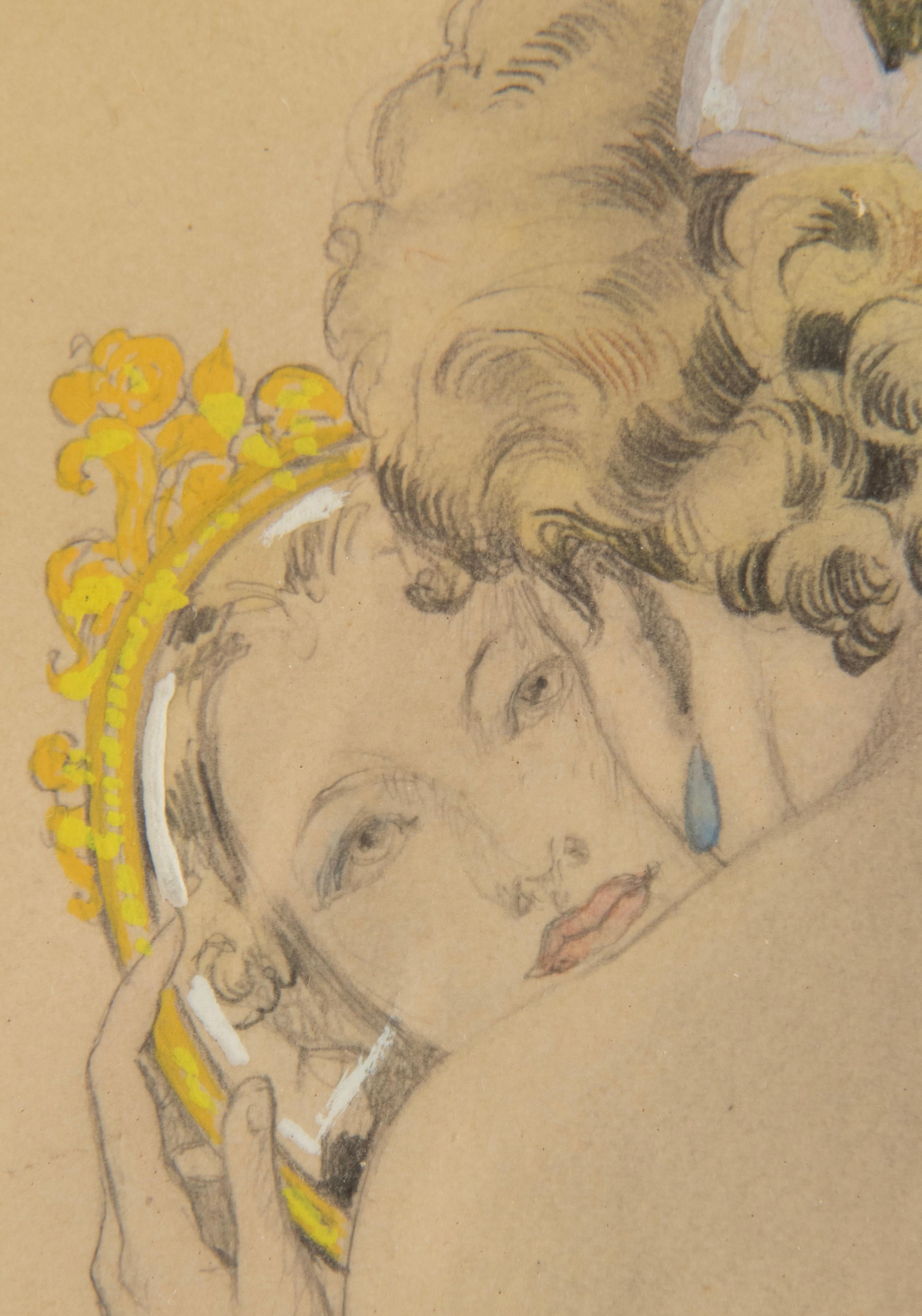 Pair of Art Deco Period Erotic Drawings / Watercolours by Umberto Brunelleschi For Sale 7