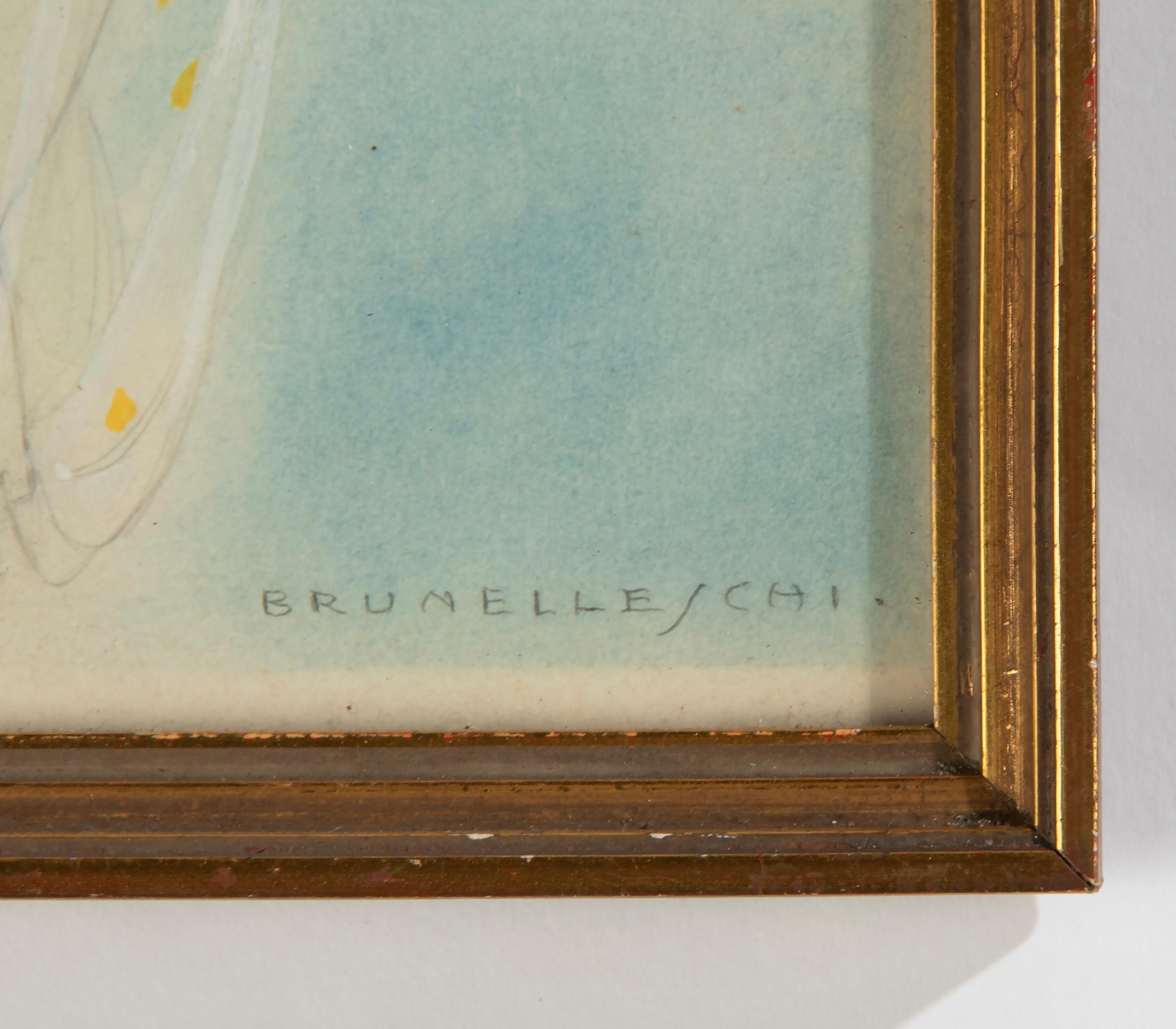 Paar erotische Zeichnungen / Aquarelle aus der Art-Déco-Periode von Umberto Brunelleschi (Handbemalt) im Angebot