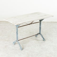 Pair of Art Deco Period French Enameled Cast Iron Bistro Tables, Console Tables