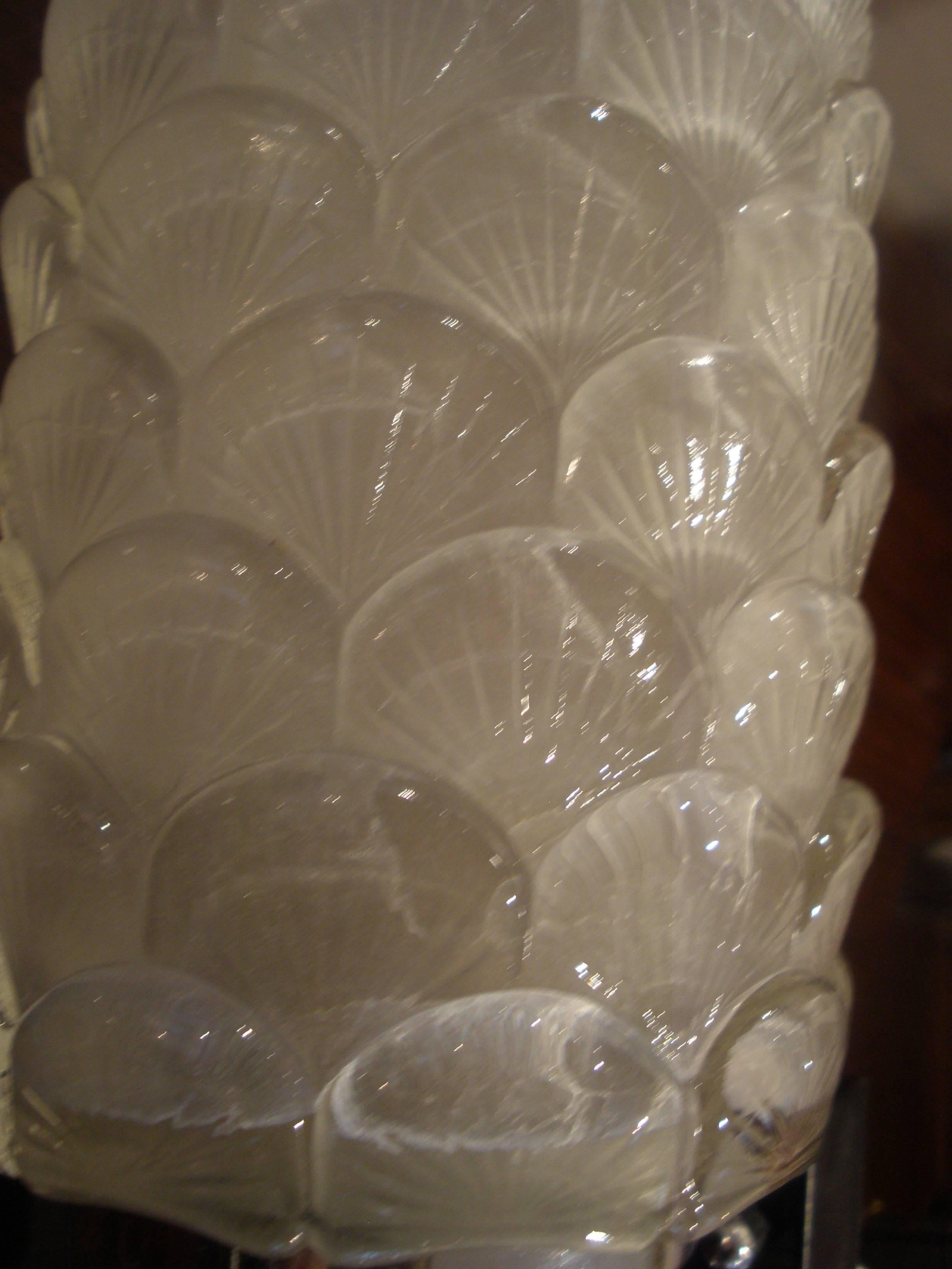 Pair of Art Deco Period Glass Scallop Shell Motif Nautical Sconces 2