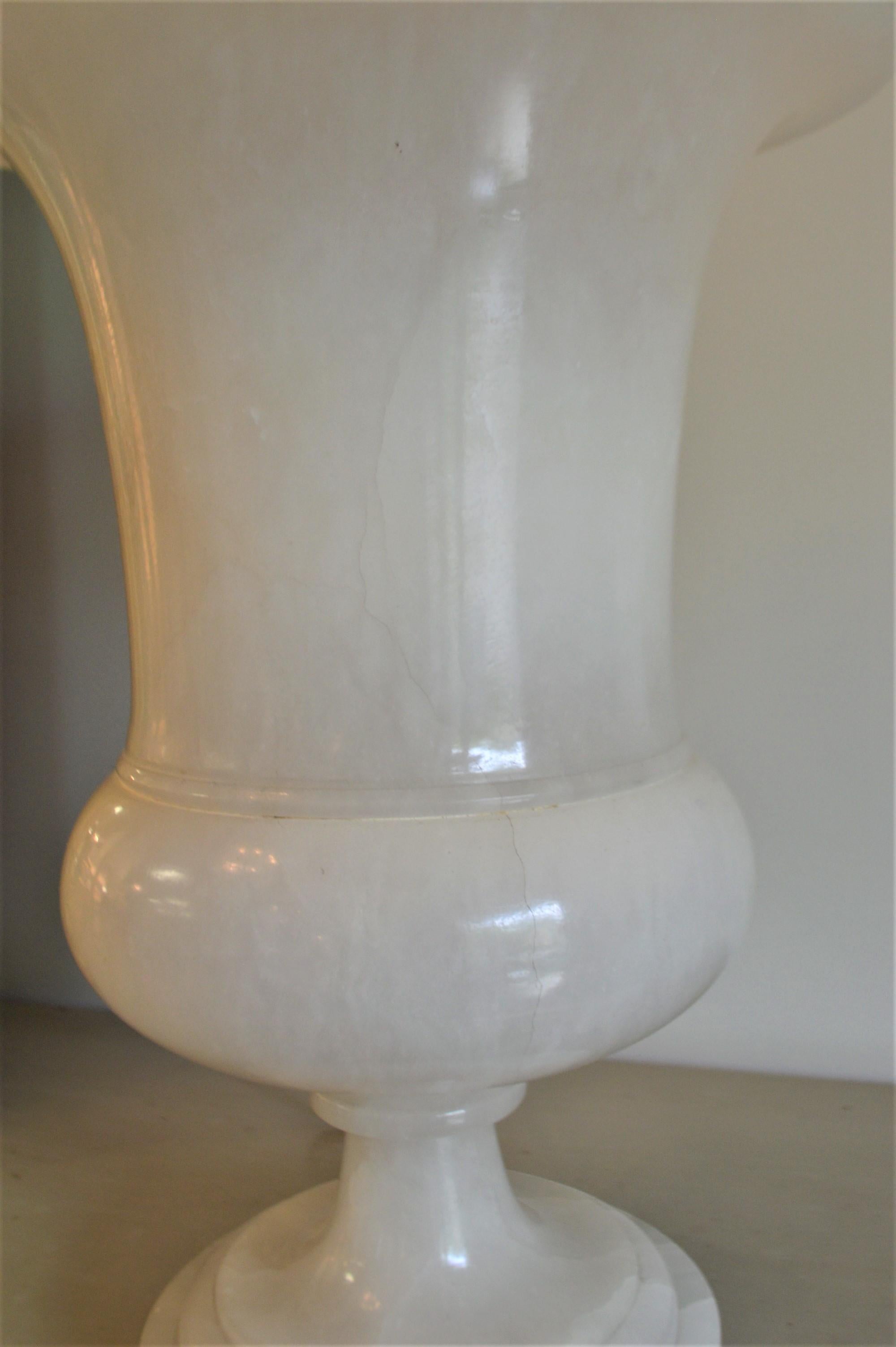 Pair of Art Deco Period White Marble Urns Converted to Table Lamps 6