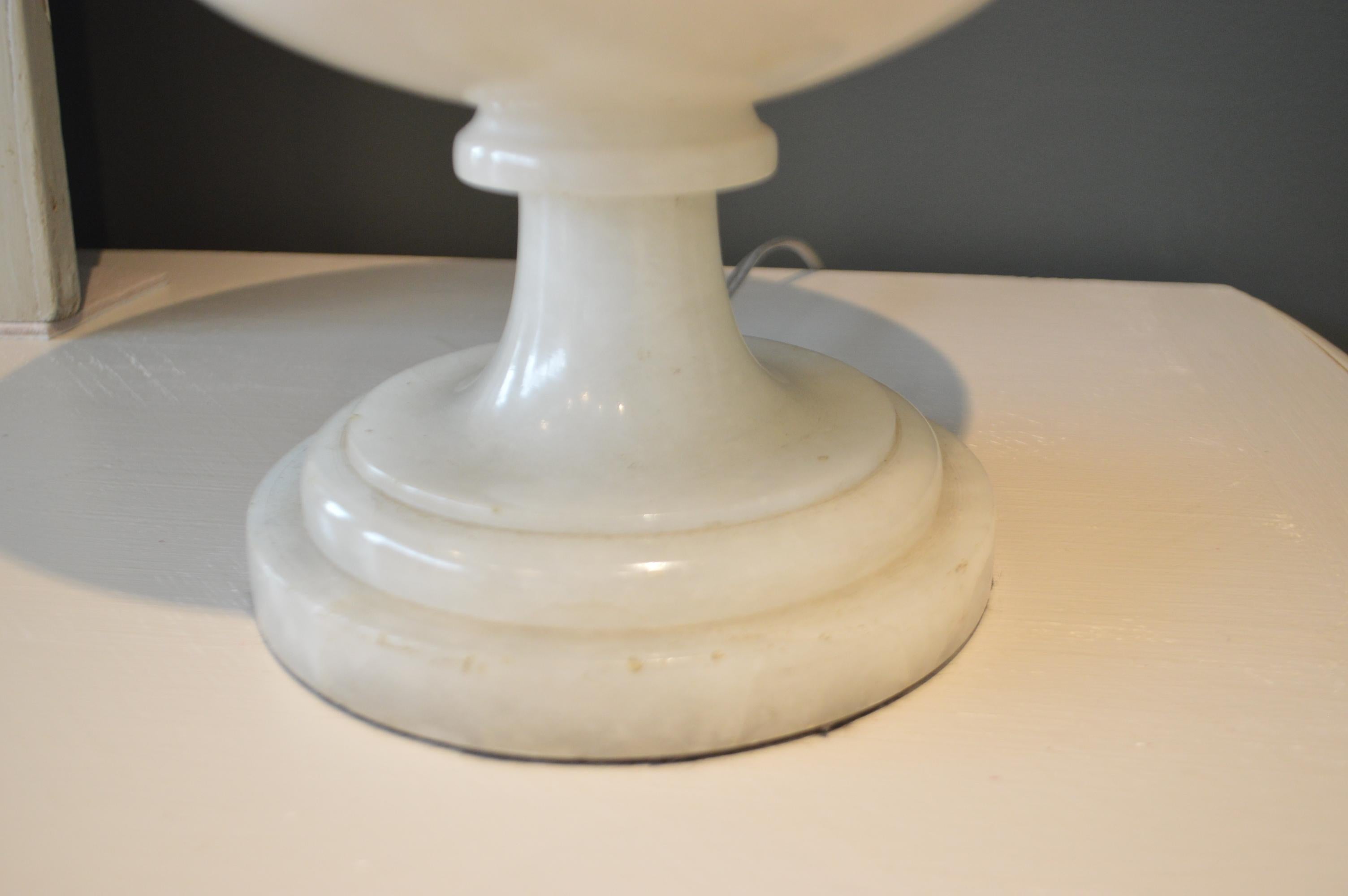 Pair of Art Deco Period White Marble Urns Converted to Table Lamps 1