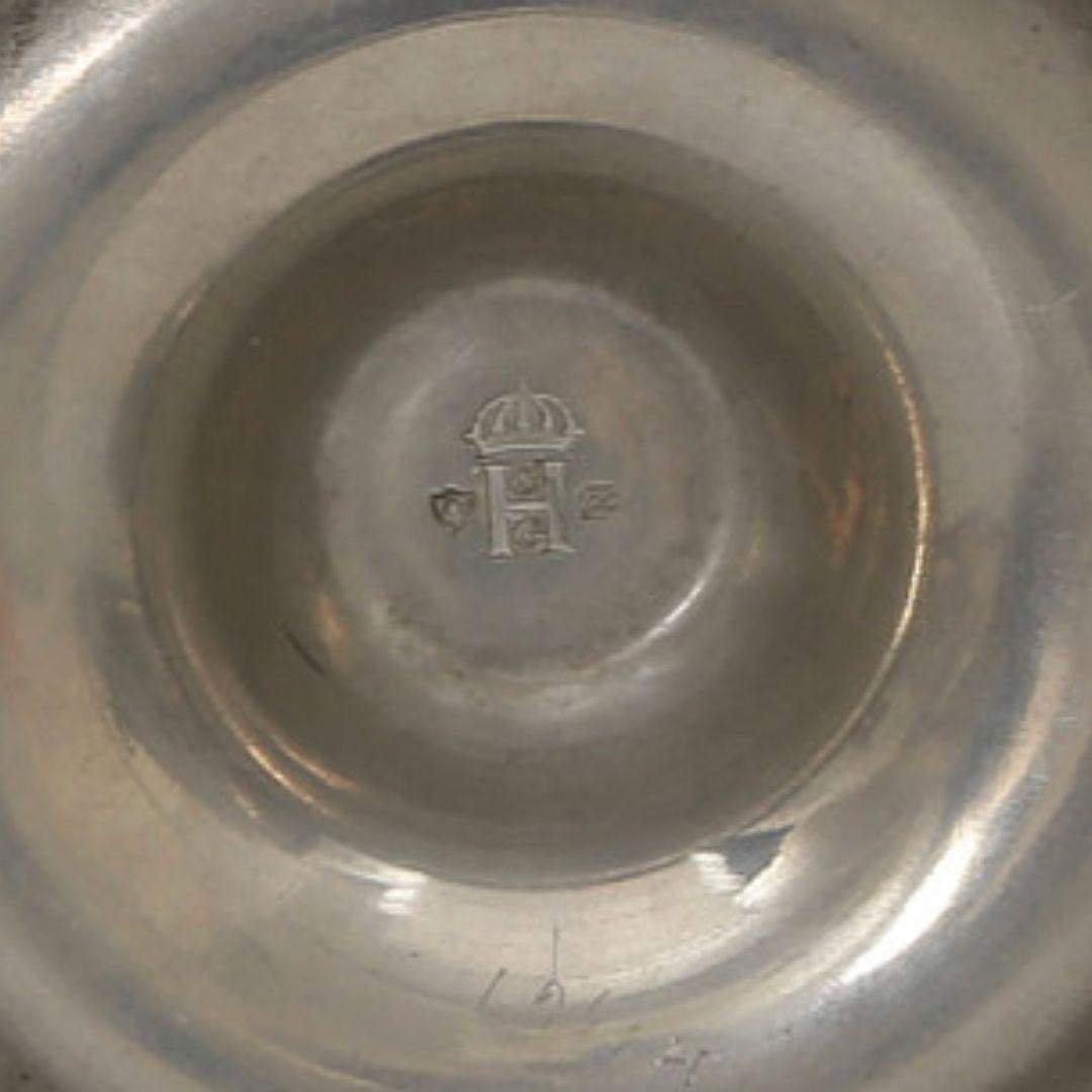 Swedish Pair of Art Deco Pewter Candlesticks by CG Hallberg For Sale