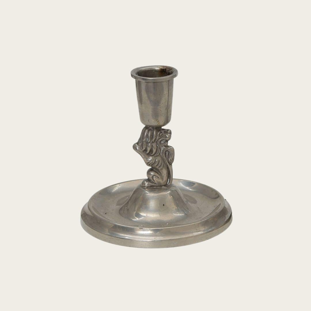 Mid-20th Century Pair of Art Deco Pewter Candlesticks by CG Hallberg For Sale