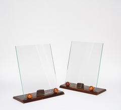Paire de cadres Art Déco - Base en bois avec deux verres - France 1940s