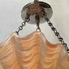 Pair of Art Deco Pink Glass Shell Light Fixtures, Sold individually
