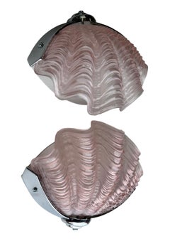 Pair of Art Deco pink Shell Wall lights
