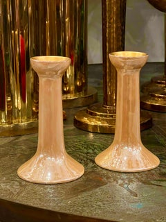 Pair of Art Deco Porcelain Candlesticks