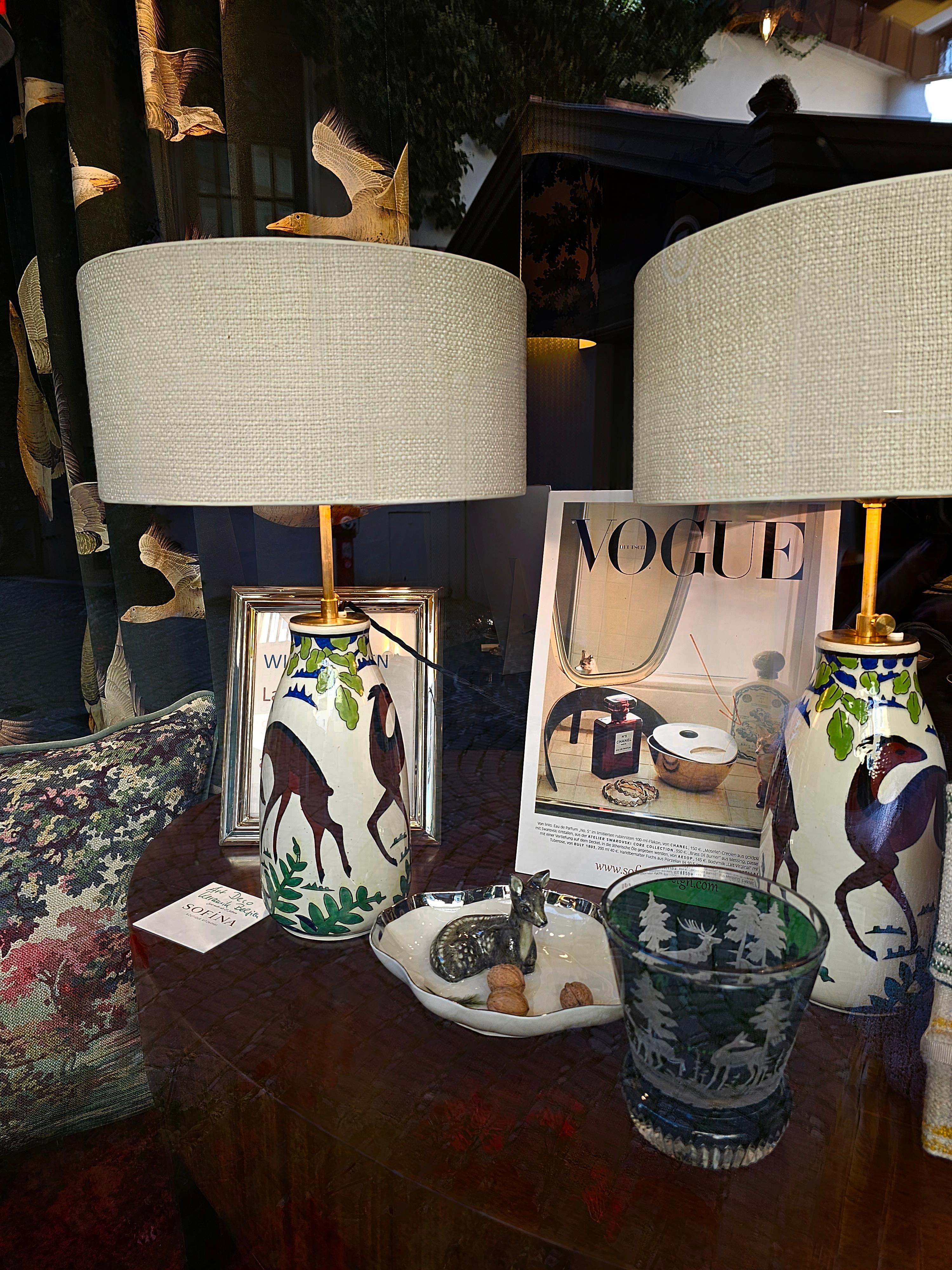 Paire de lampes de bureau en poterie Art Déco en grès Boch La Louviere en vente 2