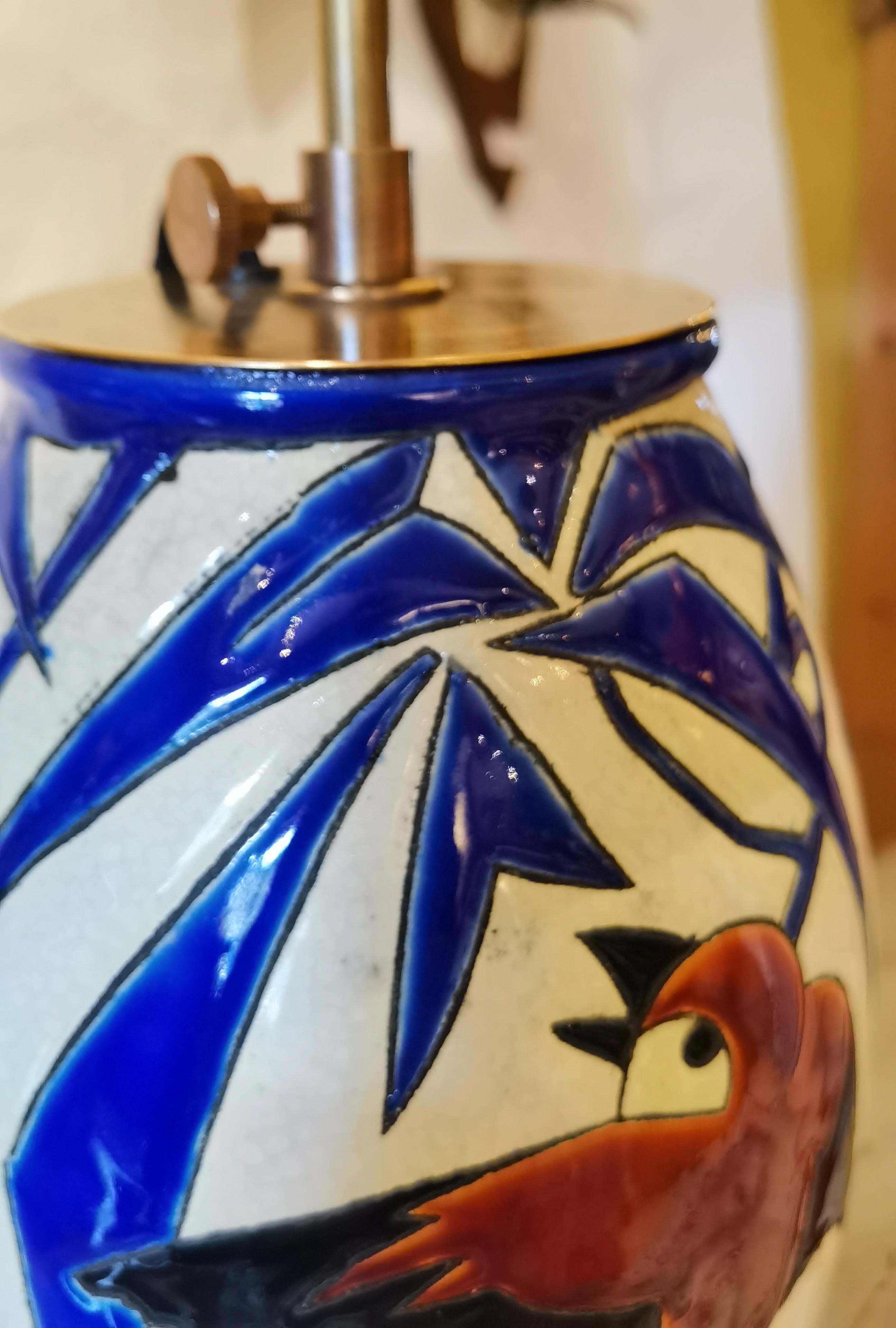 Paar Art-Déco-Tischlampen aus Keramik, Steingut, Boch La Louviere (Belgisch) im Angebot