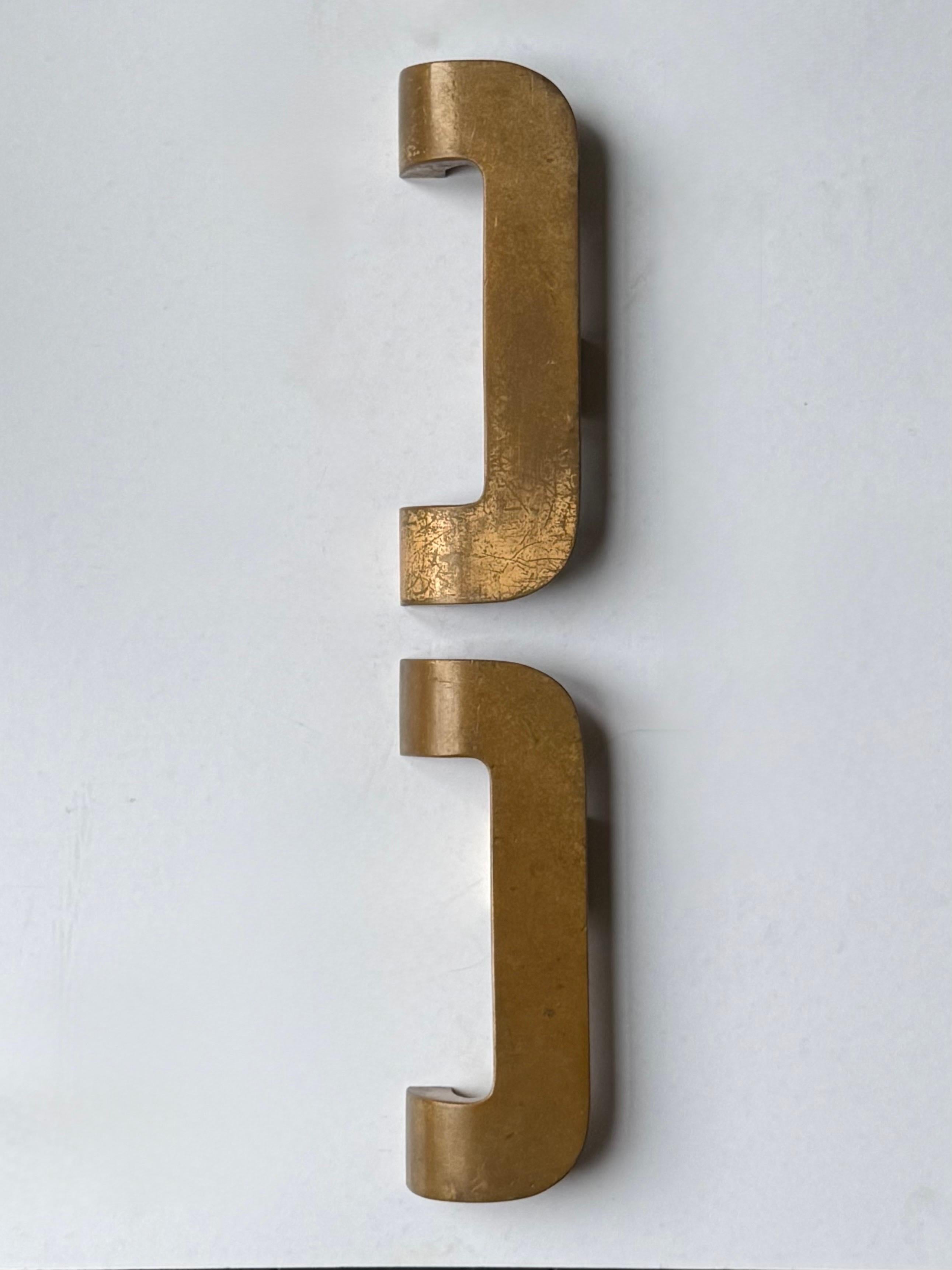 Par de Tiradores Art Decó de Bronce para Puertas en venta 3