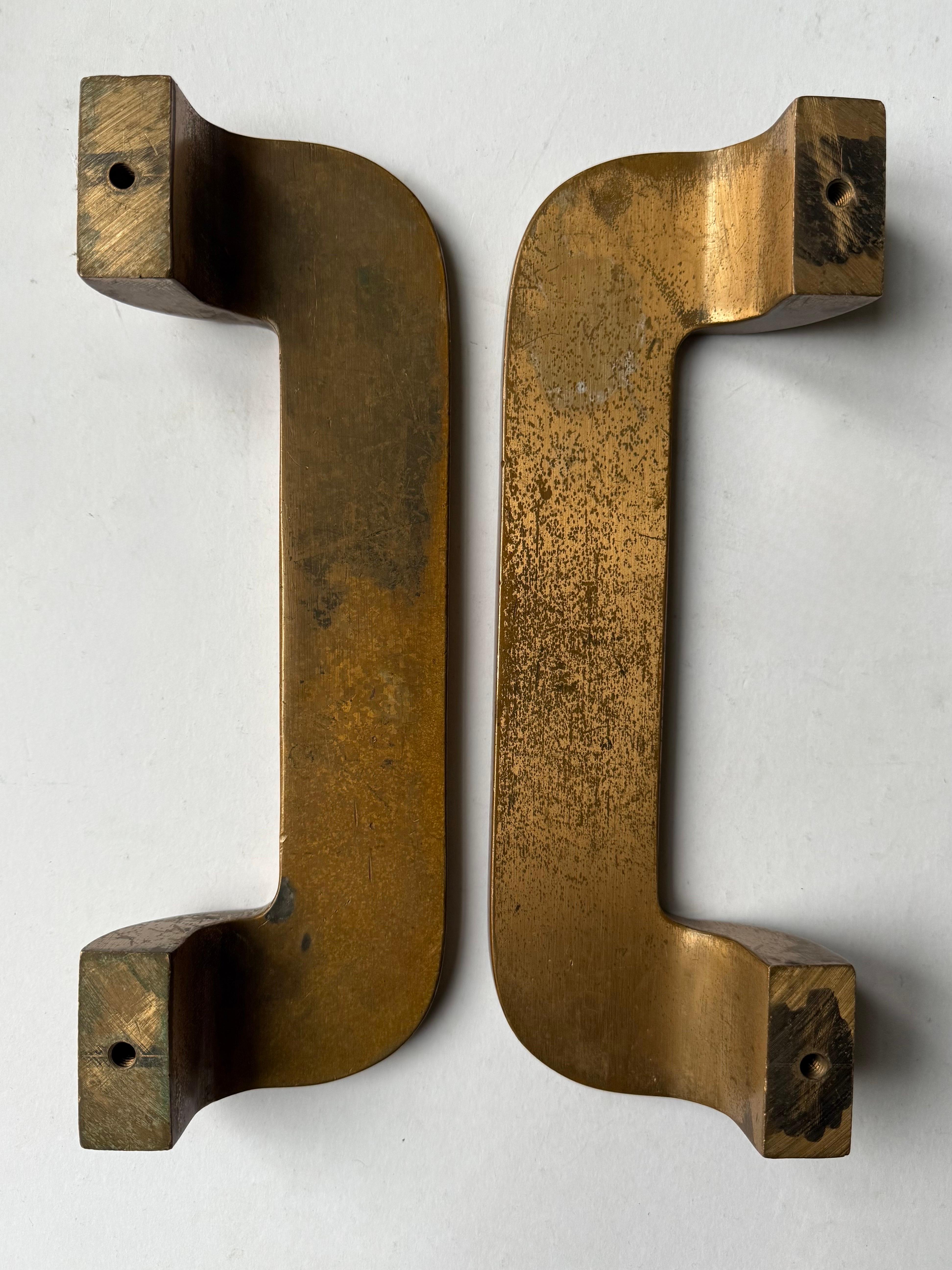 Par de Tiradores Art Decó de Bronce para Puertas Norteamericano en venta