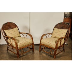 Pair of Art Deco Rattan and Wicker Armchairs