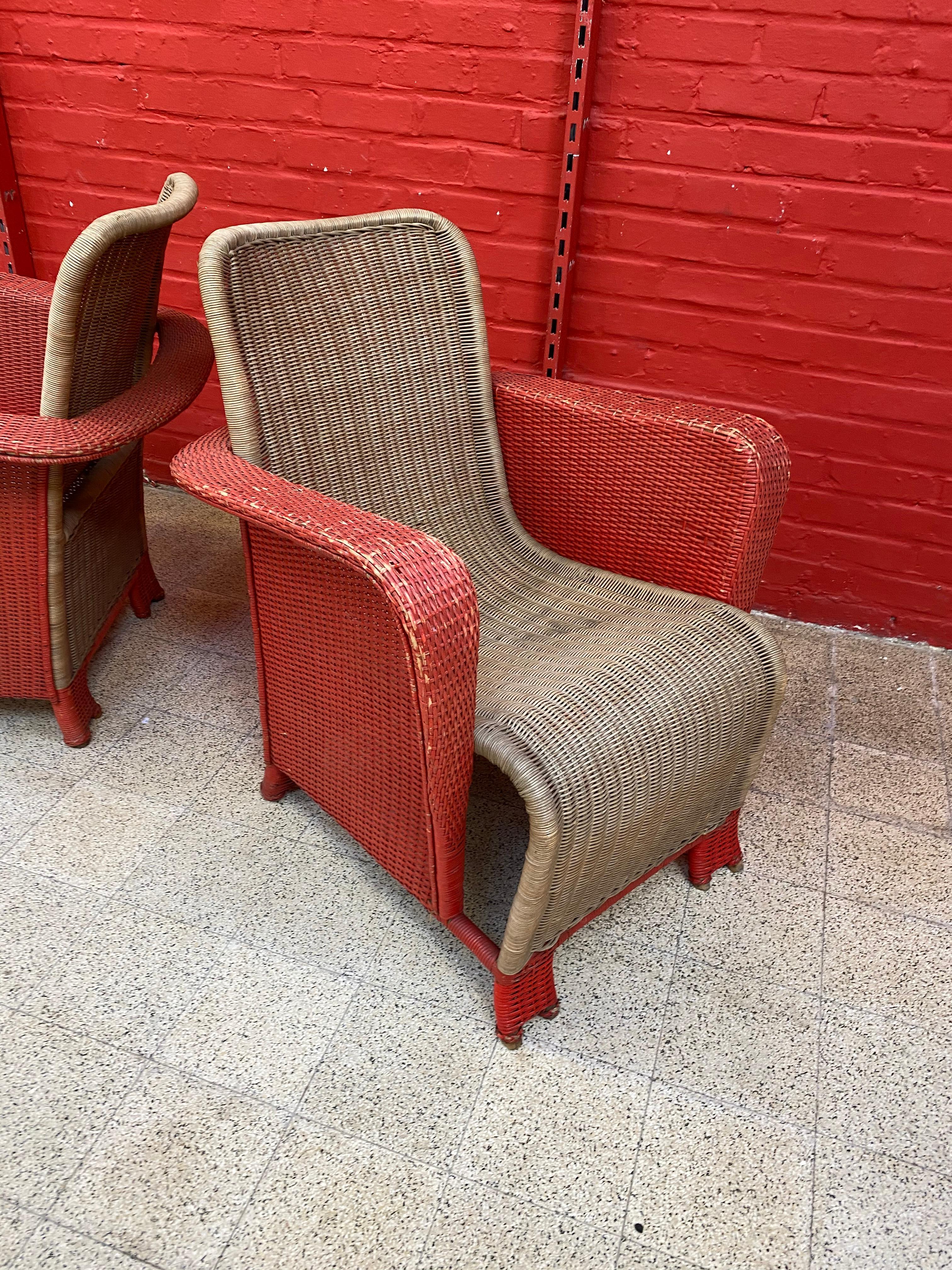 Paire de fauteuils en rotin Art déco, vers 1930 en vente 5