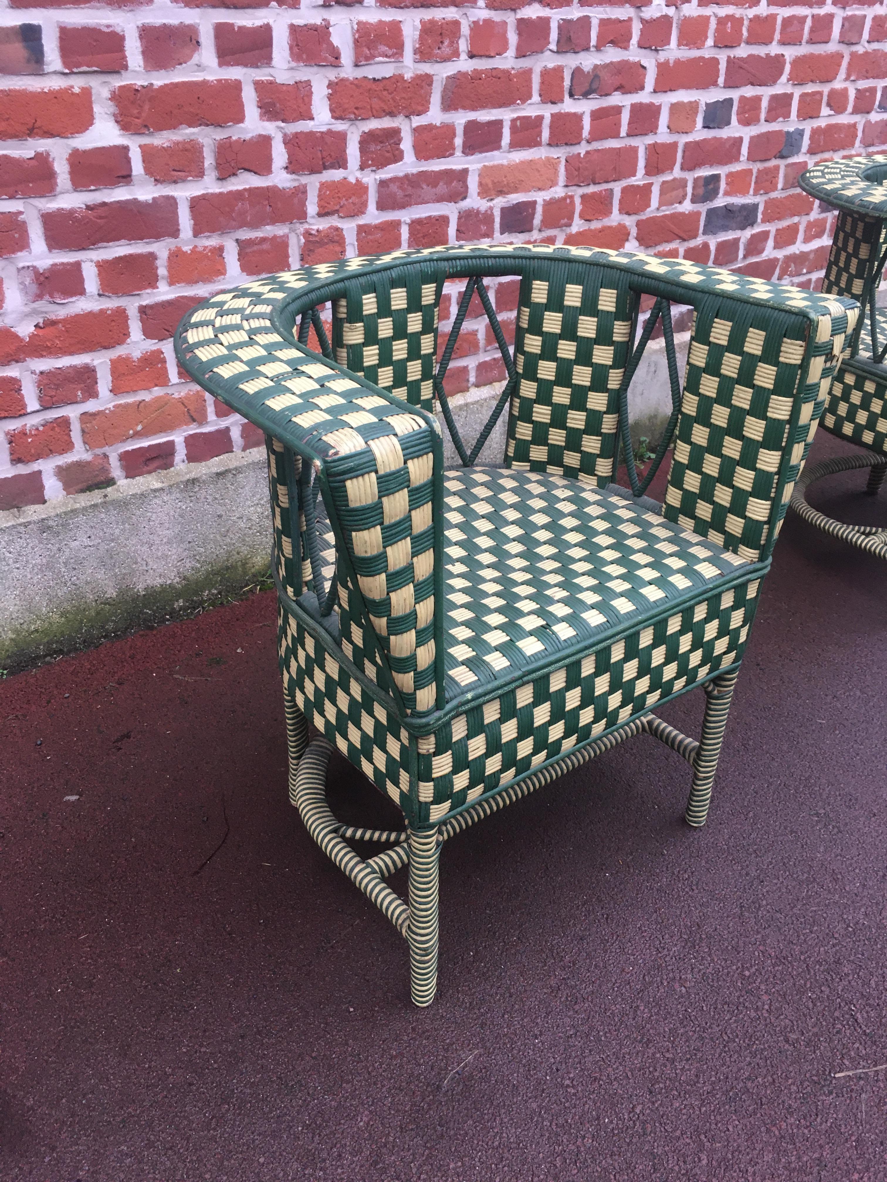 Pair of Art Deco Rattan Armchairs, circa 1930 For Sale 7