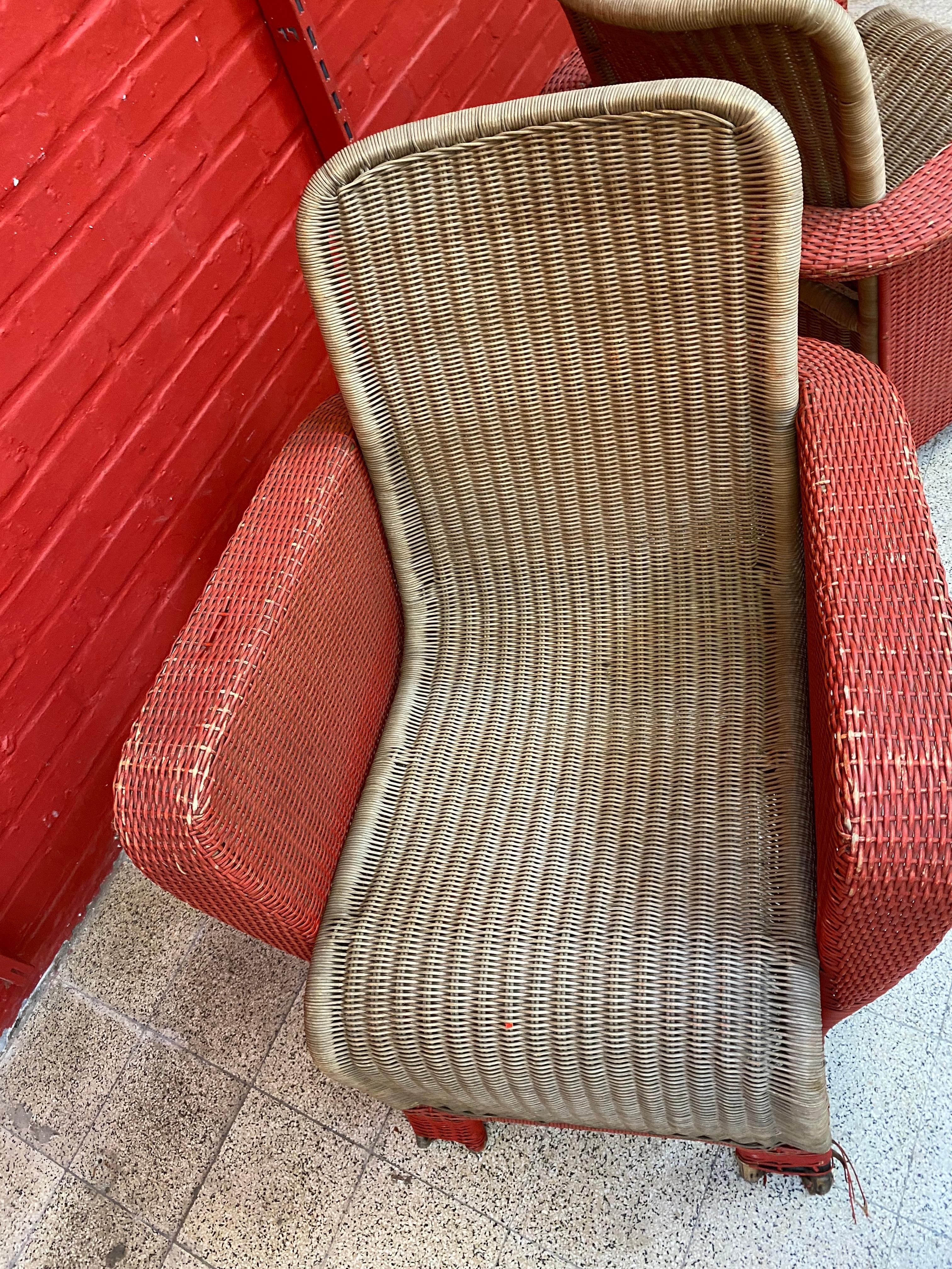 Pair of Art Deco Rattan Armchairs, circa 1930 For Sale 7