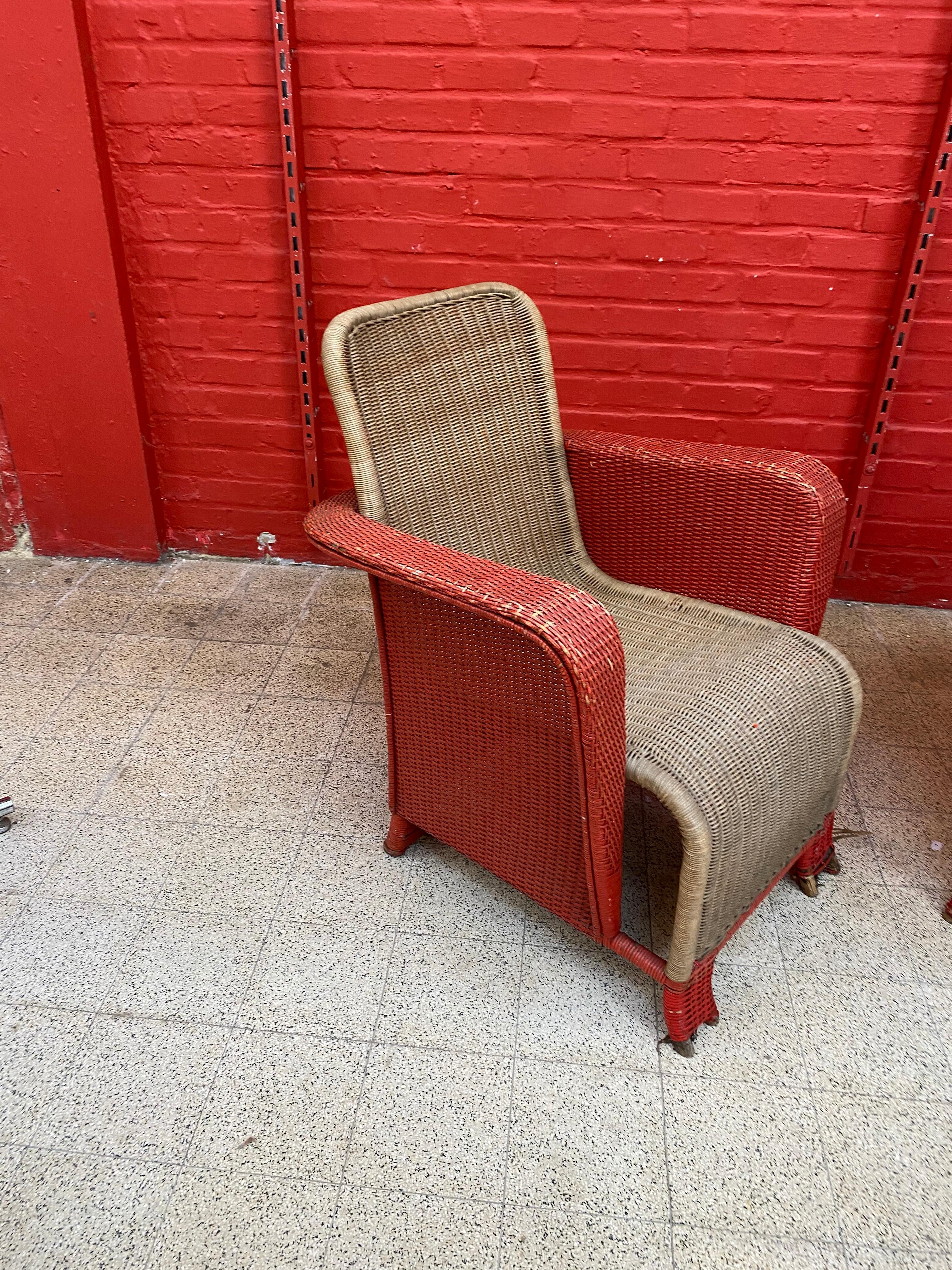 Pair of Art Deco rattan armchairs, circa 1930
good general condition, small problems with the rottin on the feet.
