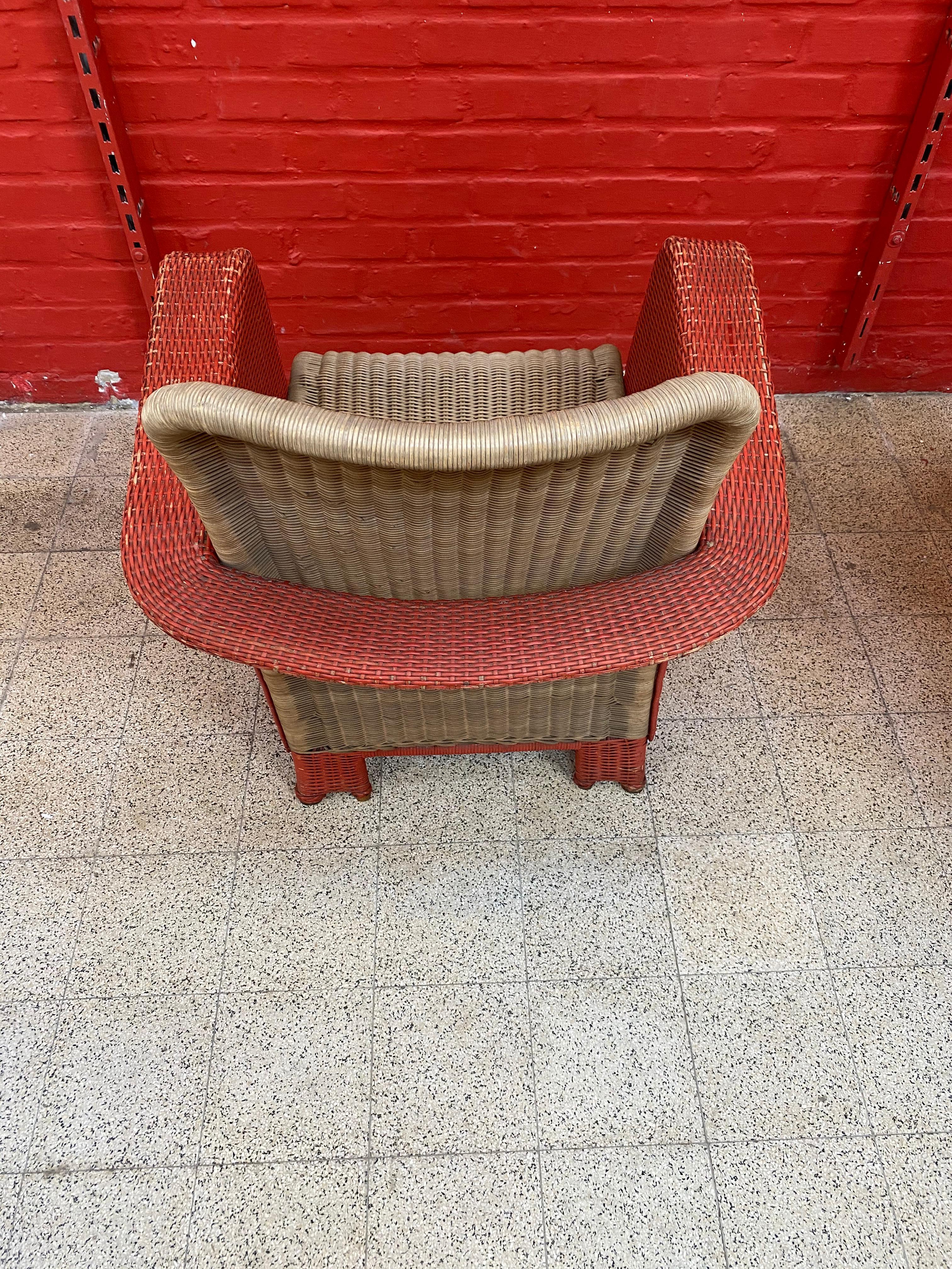 Pair of Art Deco Rattan Armchairs, circa 1930 For Sale 1